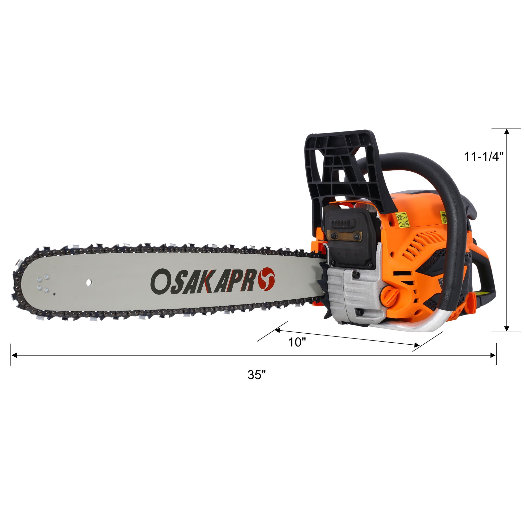 62Cc Gas Powered Chainsaw 20" 2 Cycle Petrol Handheld Chain Saw Epa Compliant Aluminium - Orange