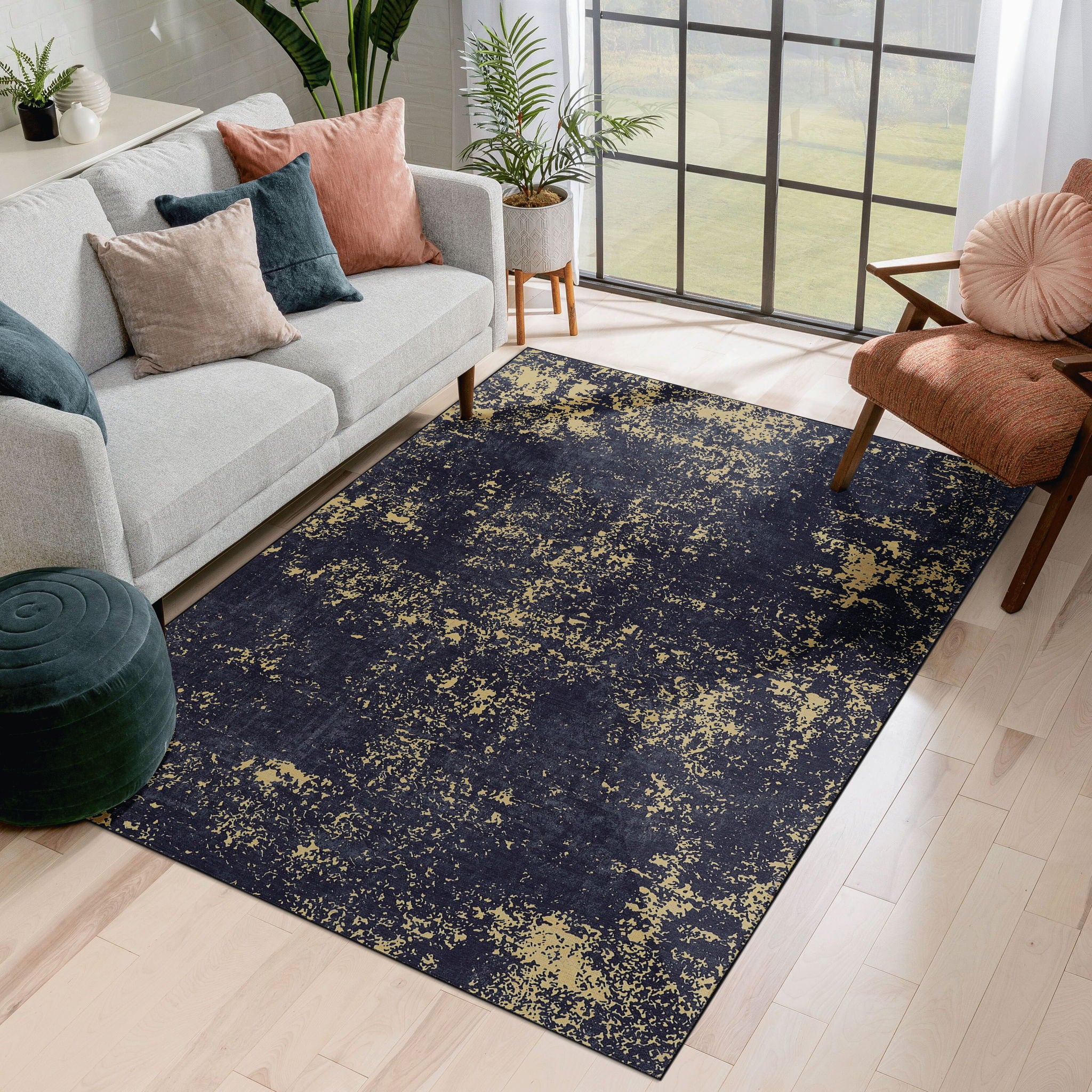 Maval - Abstract Washable Area Rug