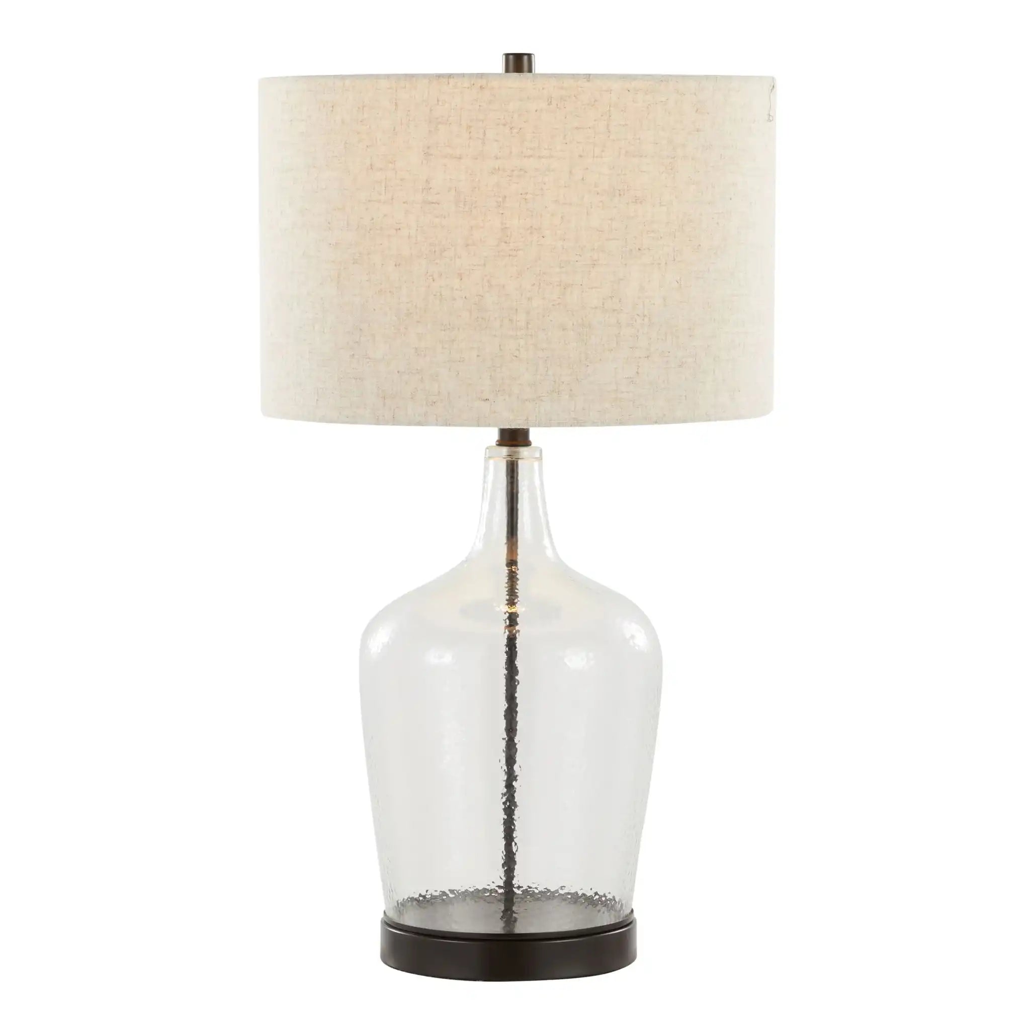 Botella - Contemporary Table Lamp Built In USB Port (Set of 2) - Clear / Oil Bronze / Natural