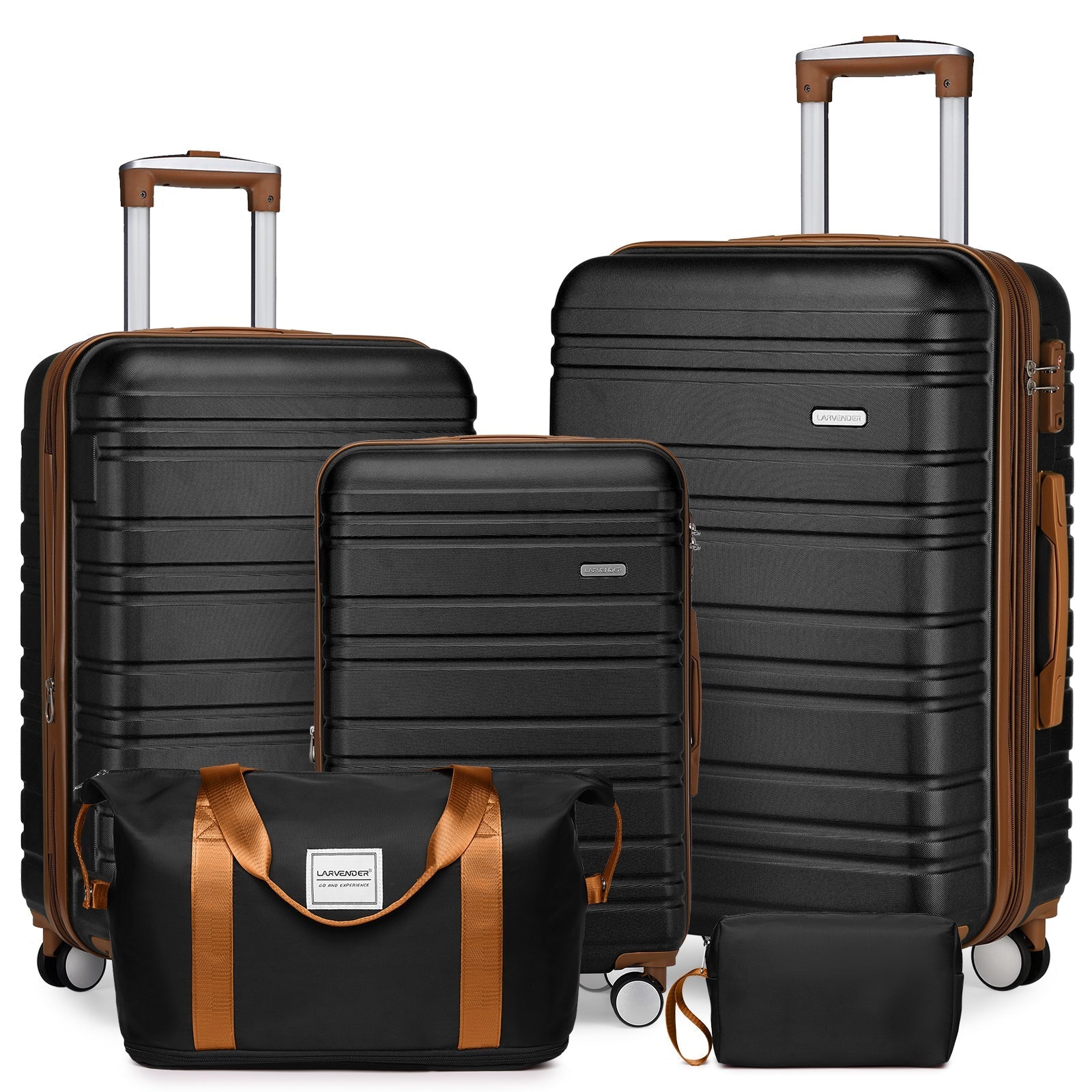 Luggage Sets 5 Piece with Duffel Bags Black