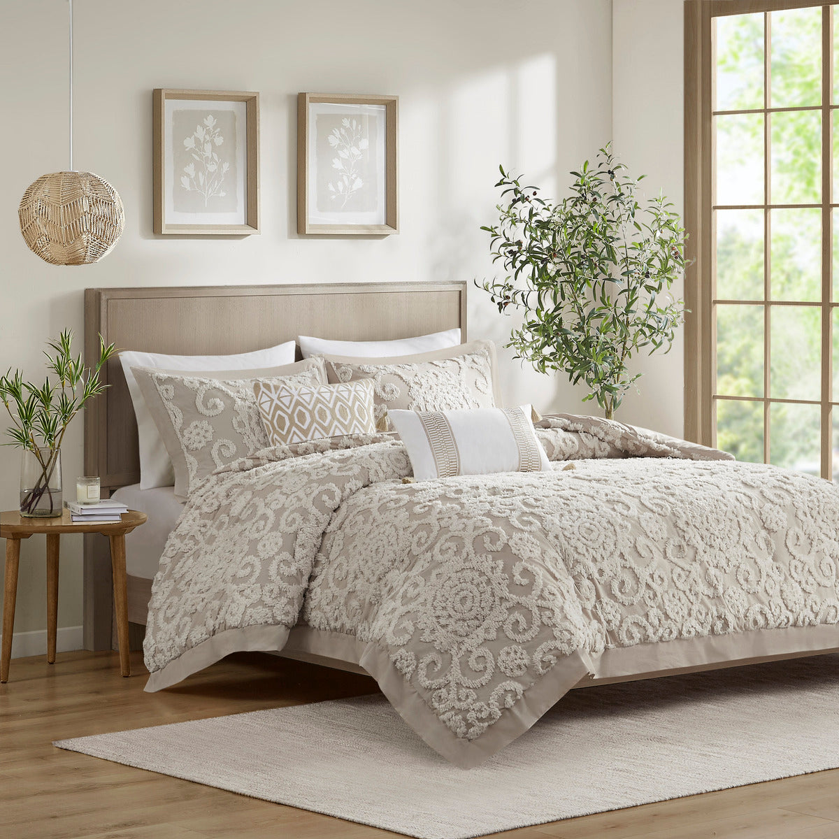 Cotton Comforter Mini Set Taupe King