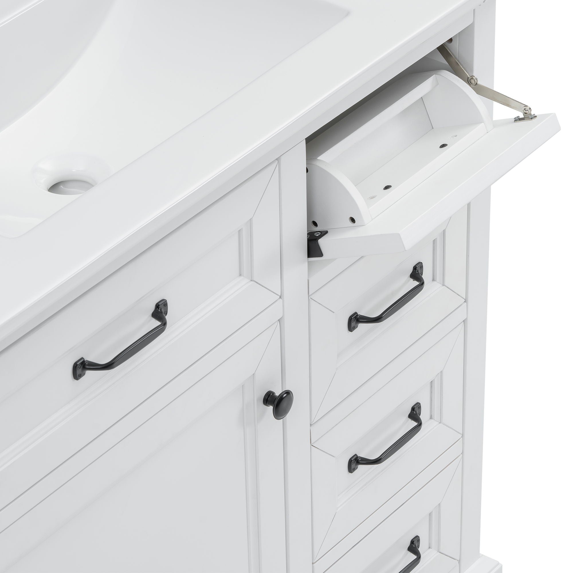 36" Bathroom Vanity With Sink, 2 Tip-Out Drawers, Soft Close Hinges