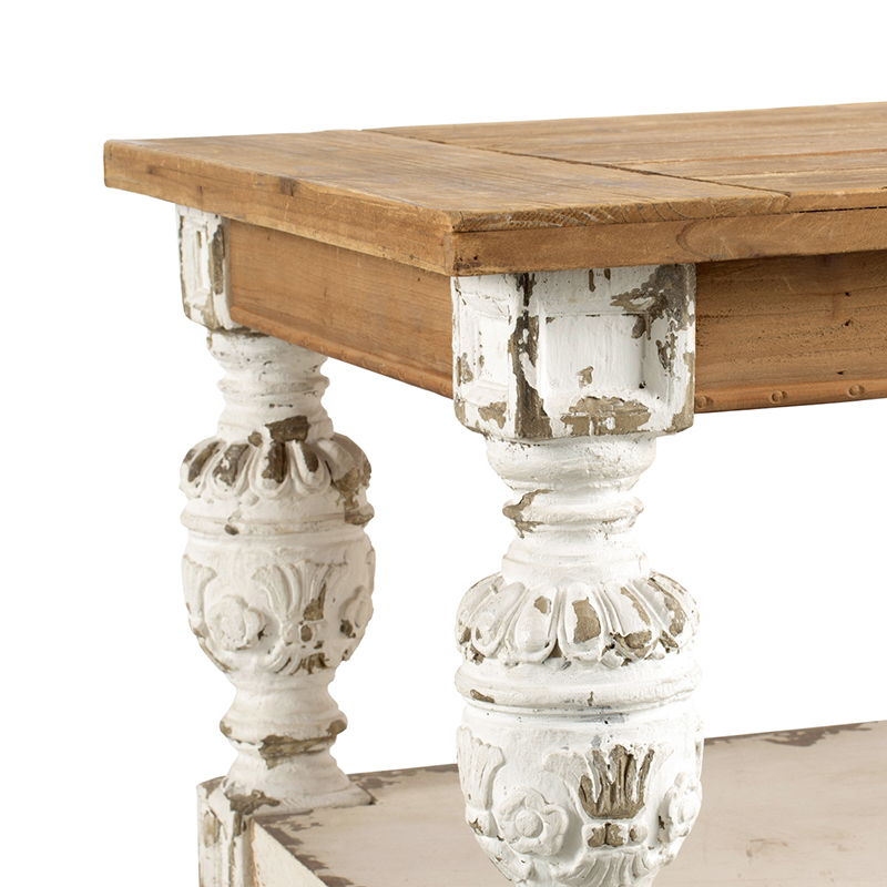 Rectangle Coffee Wooden Coffee Table, French Country Coffee Table - Brown / Antique White - Best Buy Furniture