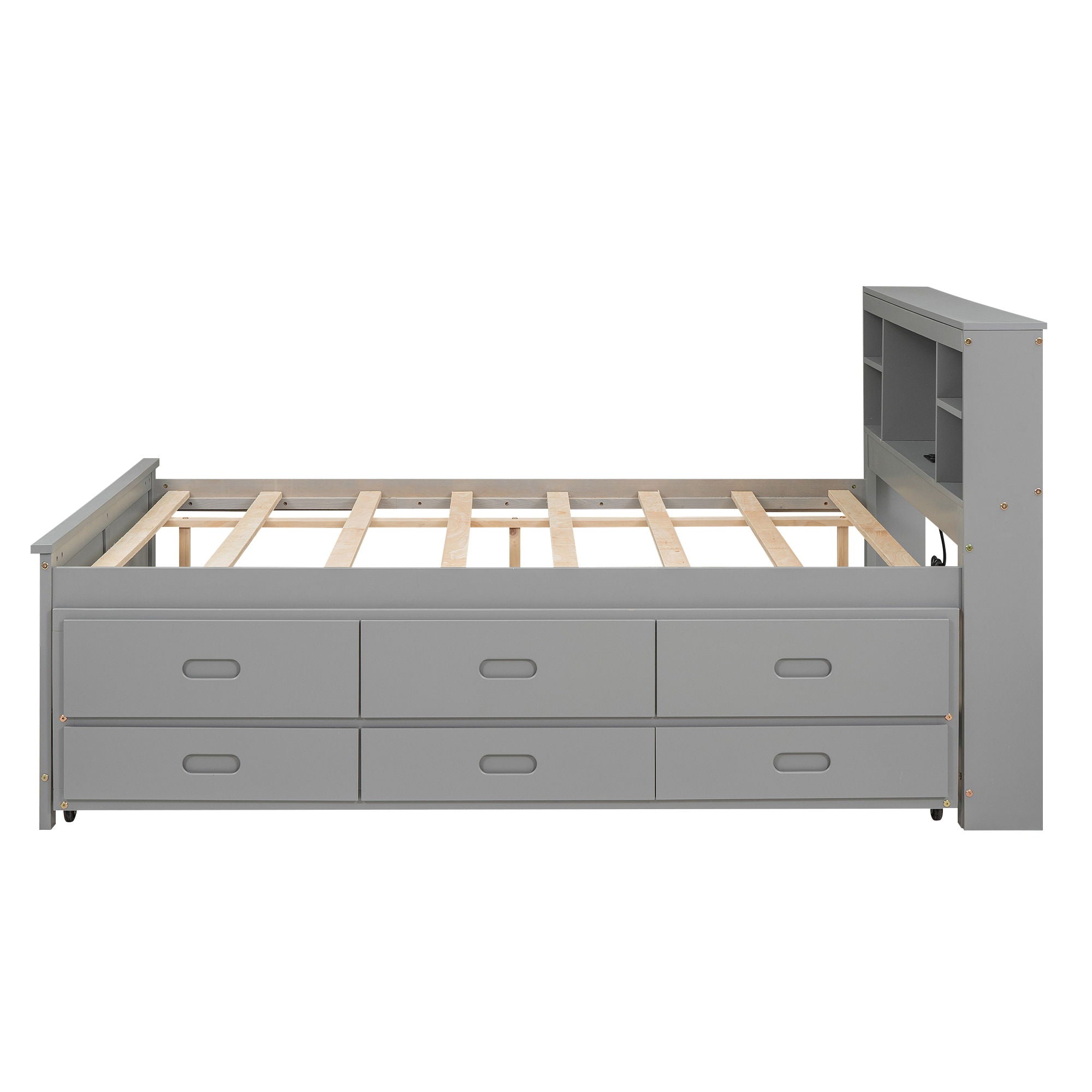 Platform Bed With Storage Headboard, USB, Trundle And 3 Drawers