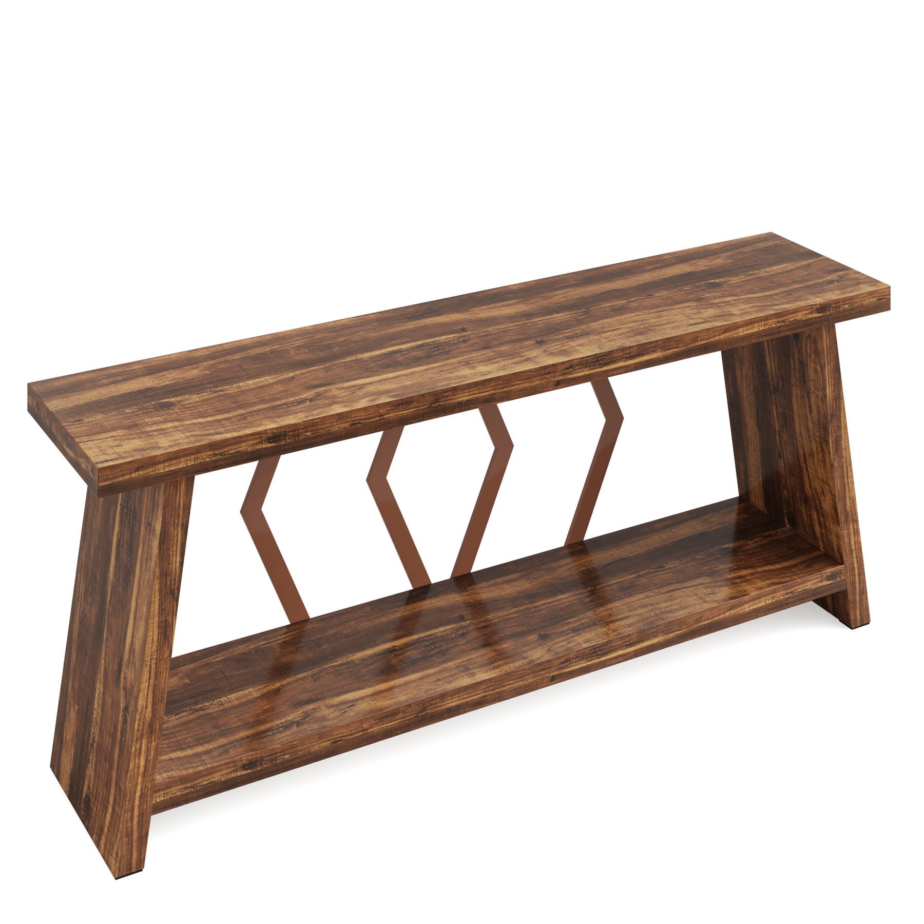 Accent Extra Long Console Table With 2 Tier Storage - Brown