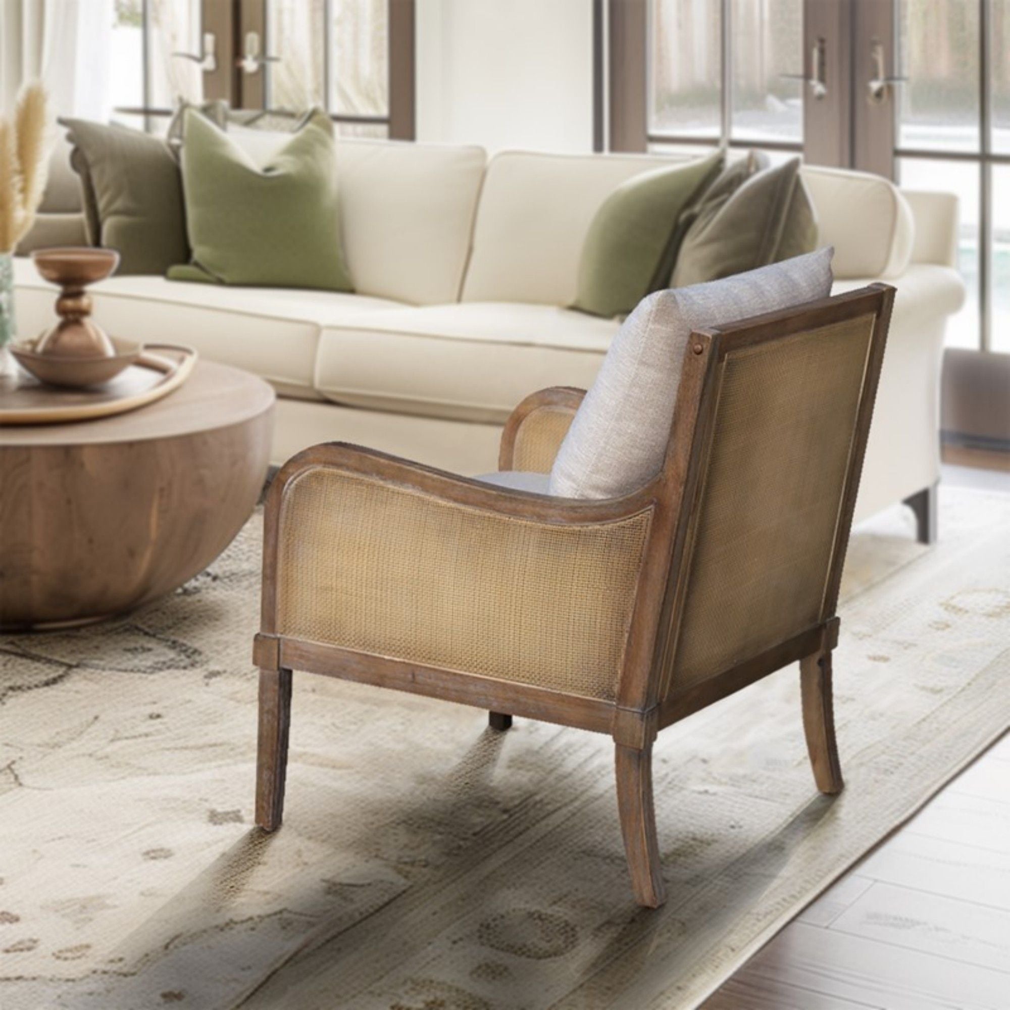 Lily Pond - Accent Chair With Removable Back Cushion - Beige / Natural
