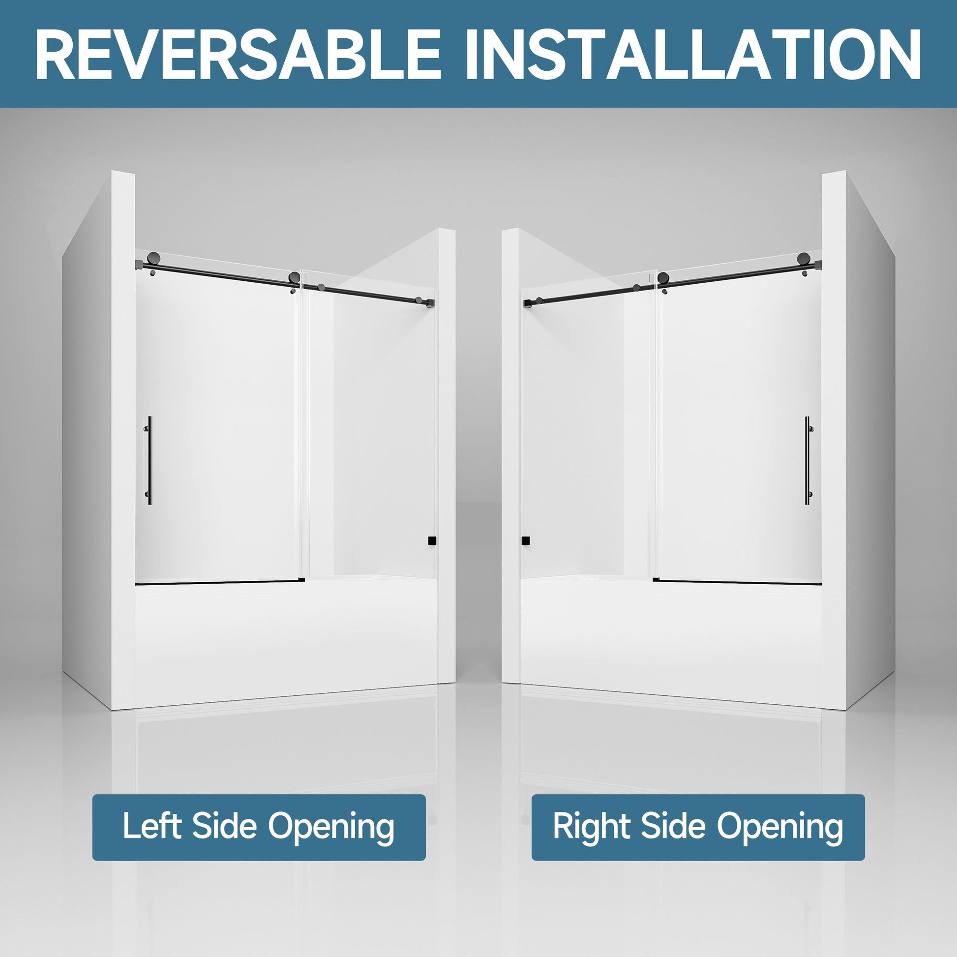 Frameless Single Sliding Shower Door With Soft Close, 5 / 16" Clear Nano Coated Tempered Glass, 60" X 60" - Matte Black - Best Buy Furniture