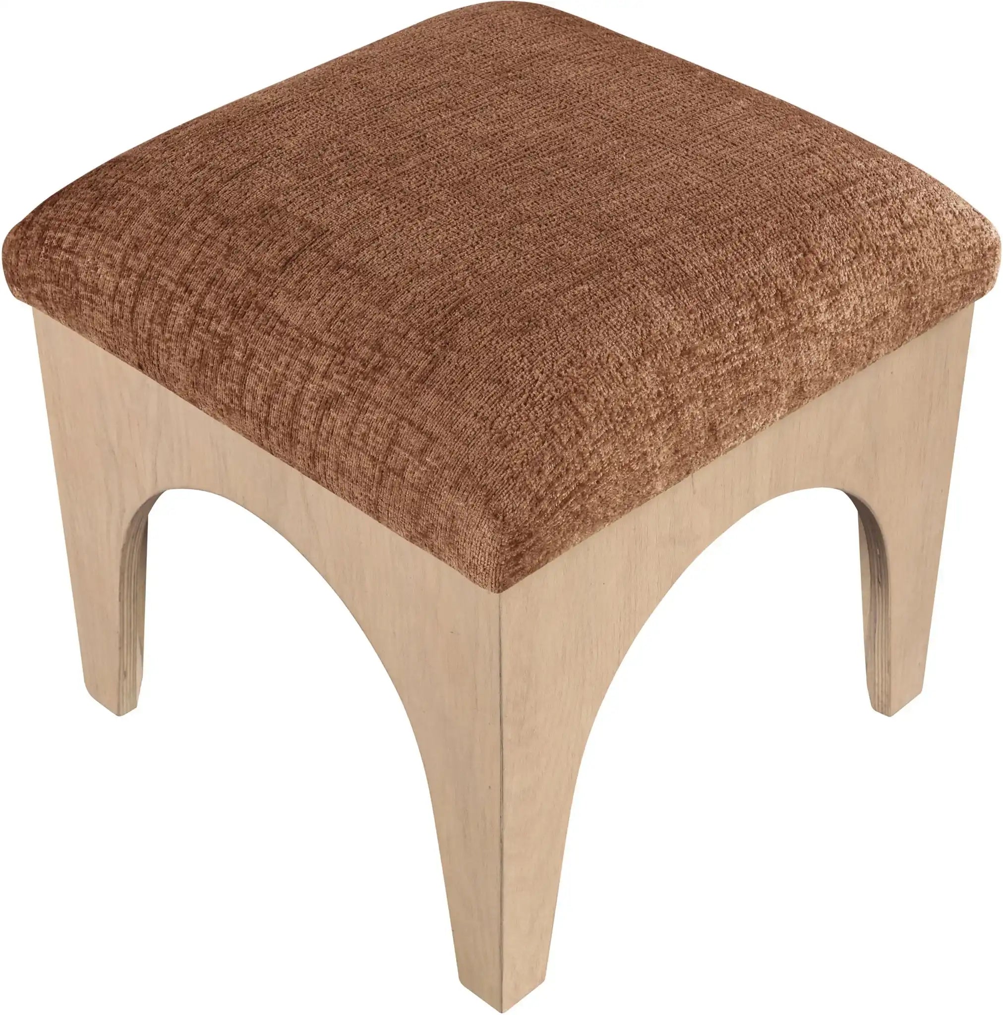 Lawson - Chenille Fabric Ottoman - Natural Base