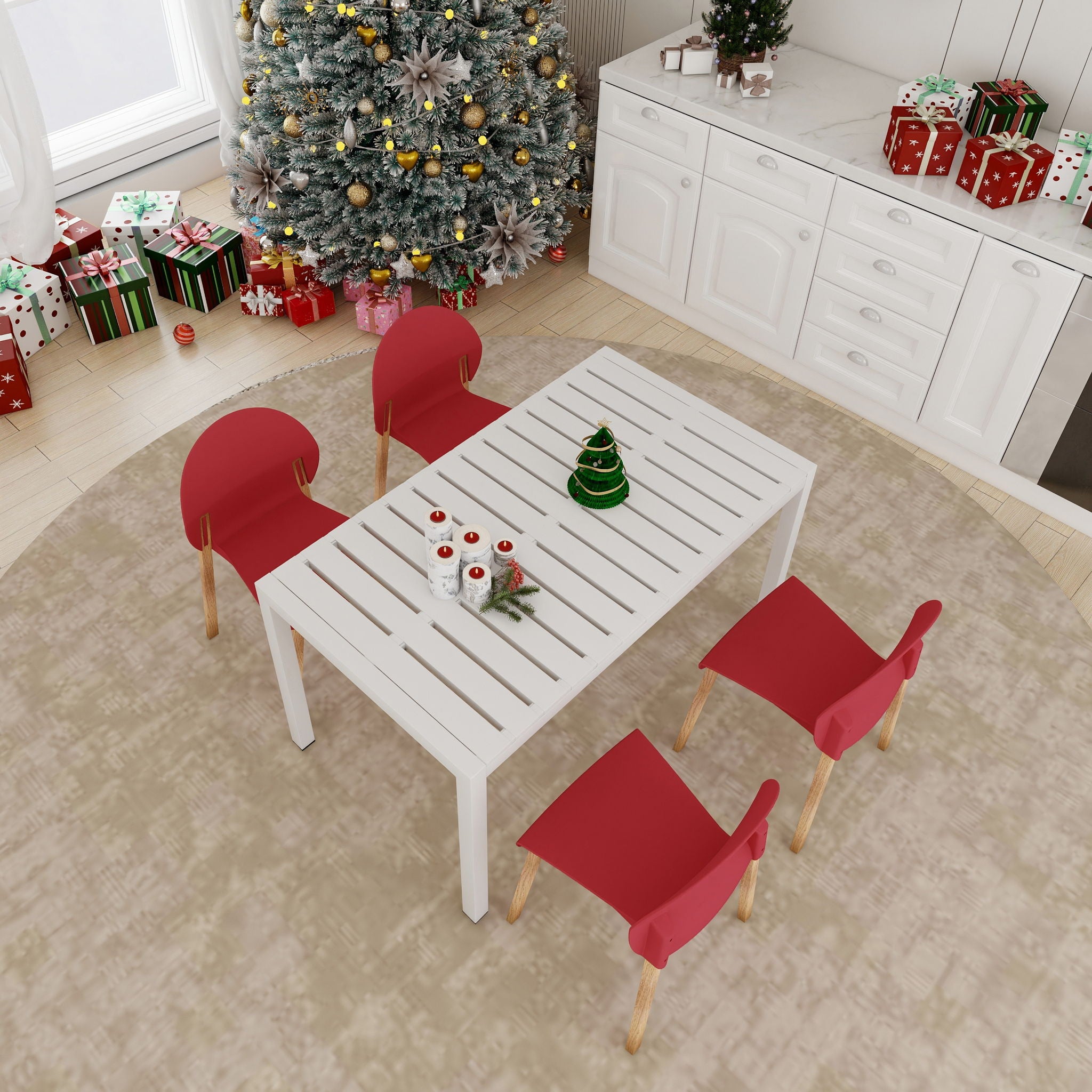 4 Piece Set Of Single Chairs With A Design Combining Modern And Traditional Elements