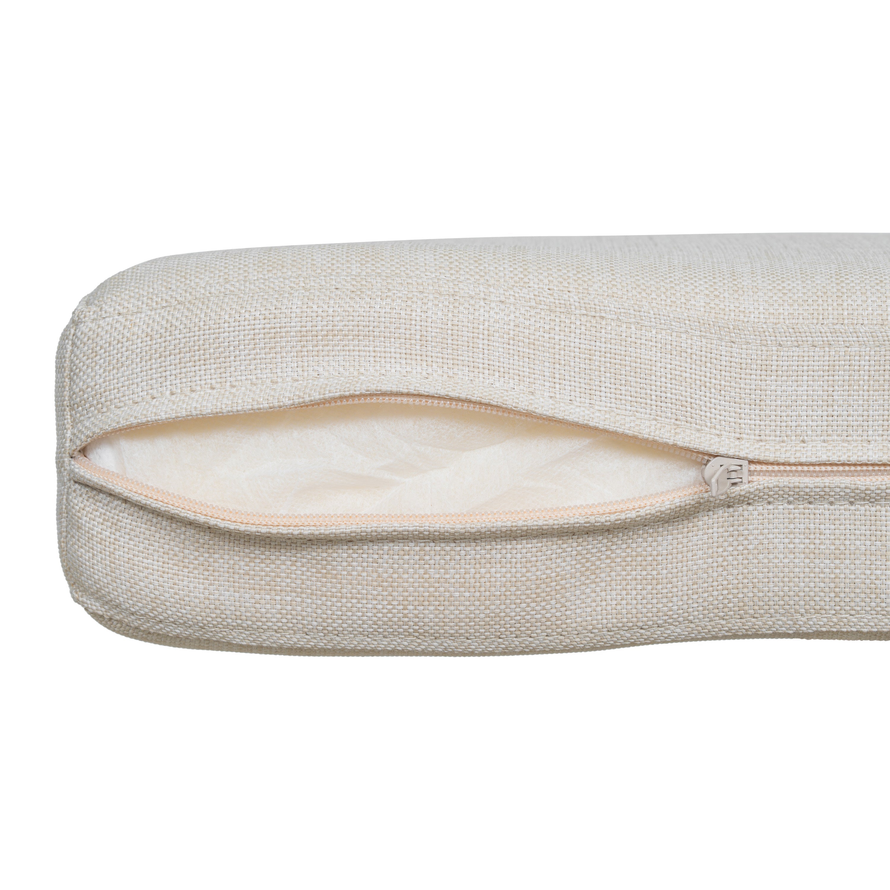 Outdoor Acacia Wood Loveseat with Cushions, Natural Finish with Beige Fabric