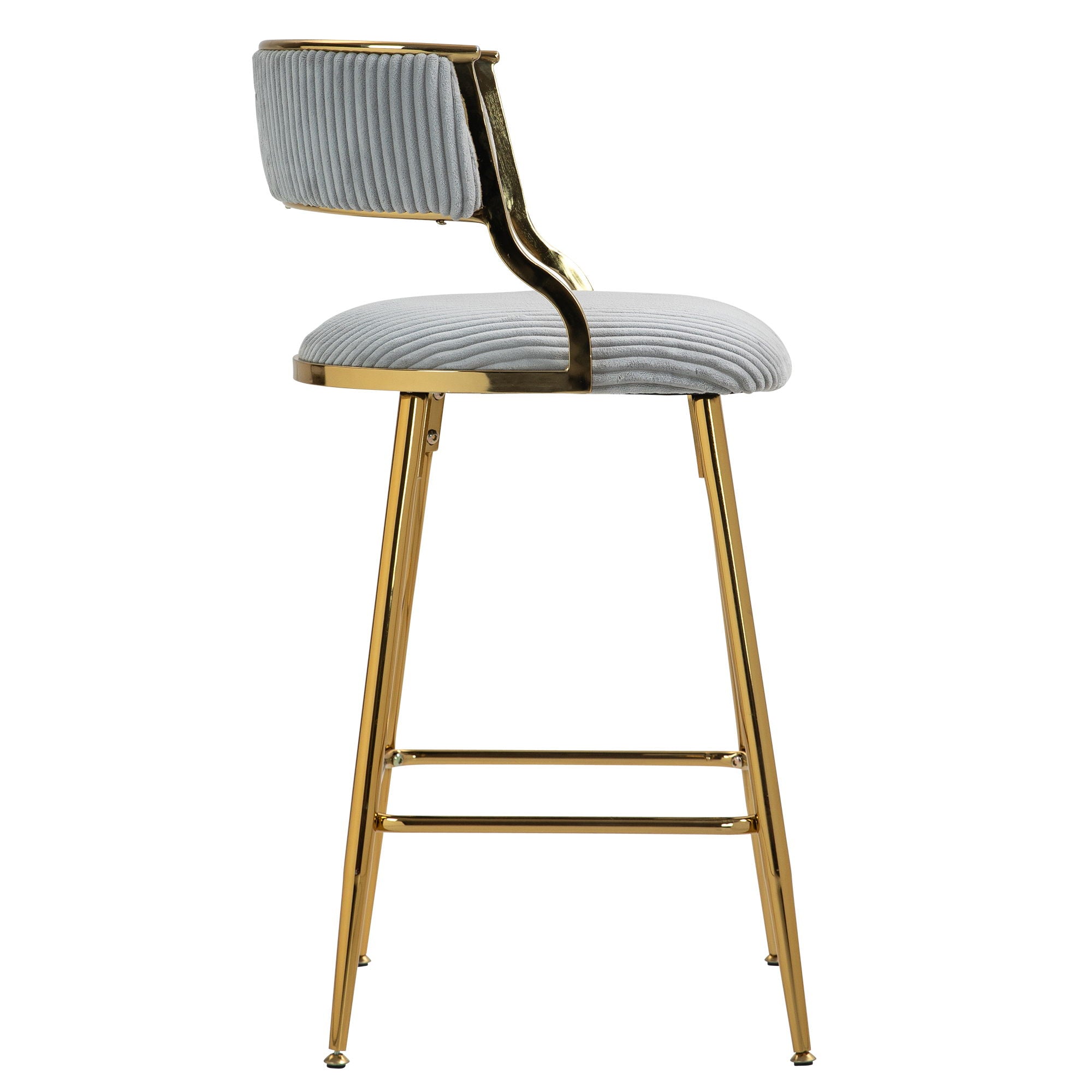 Counter Height Bar Stools With Powder Coating Base And Footrest (Set of 2) - Beige