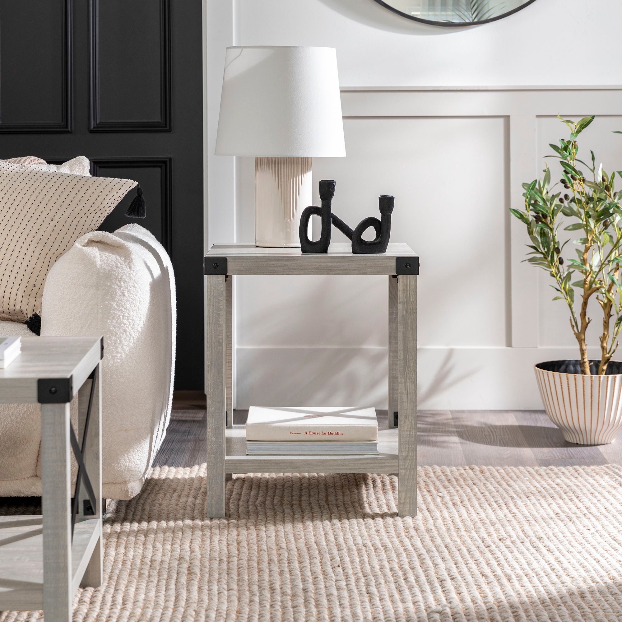 Farmhouse Metal X Table With Lower Shelf