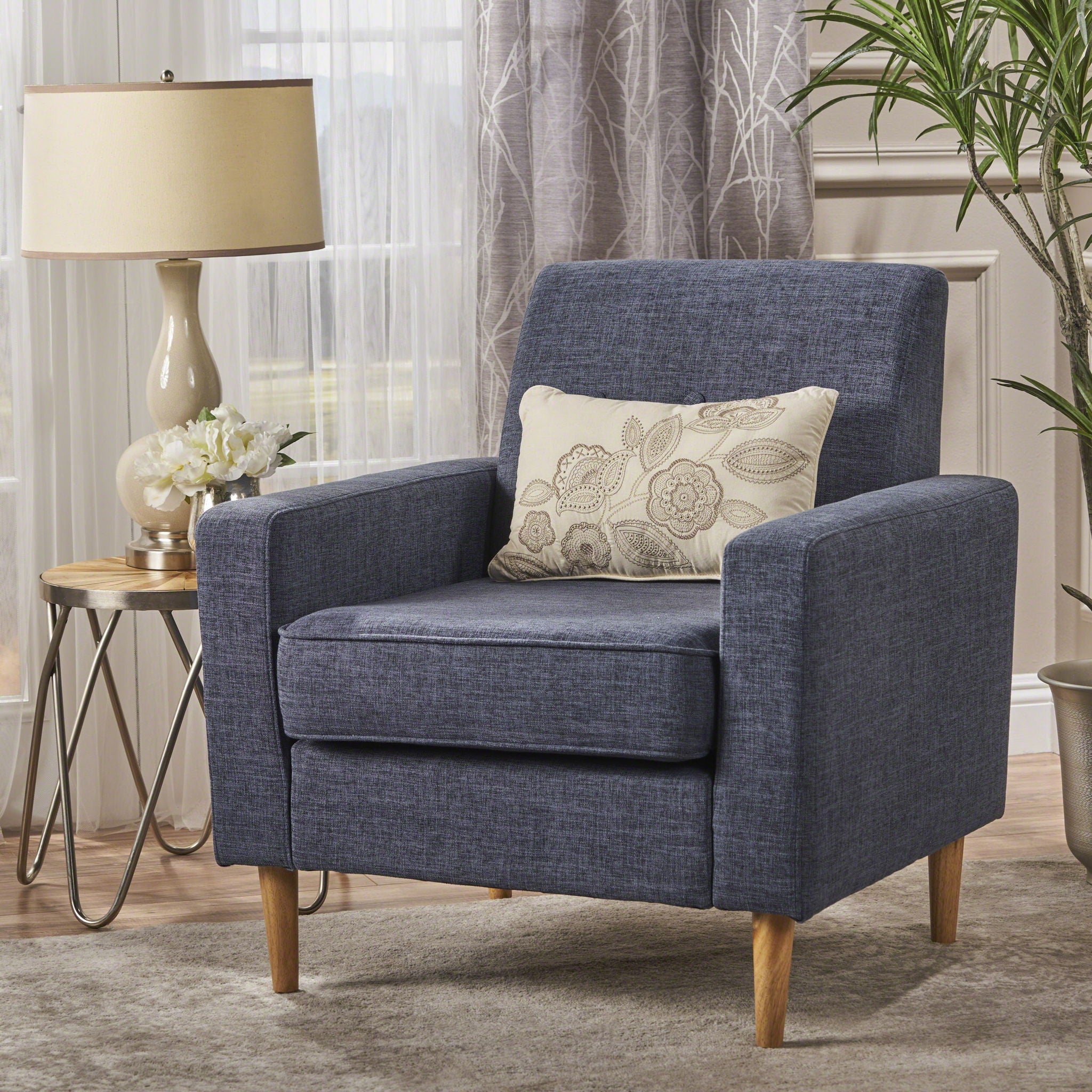 Nebulize - Upholstered Fabric Club Chair With Button Tufted And Square Off Arm And Back