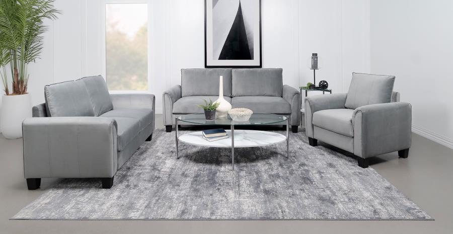 Davis - Upholstered Rolled Arm Loveseat - Gray