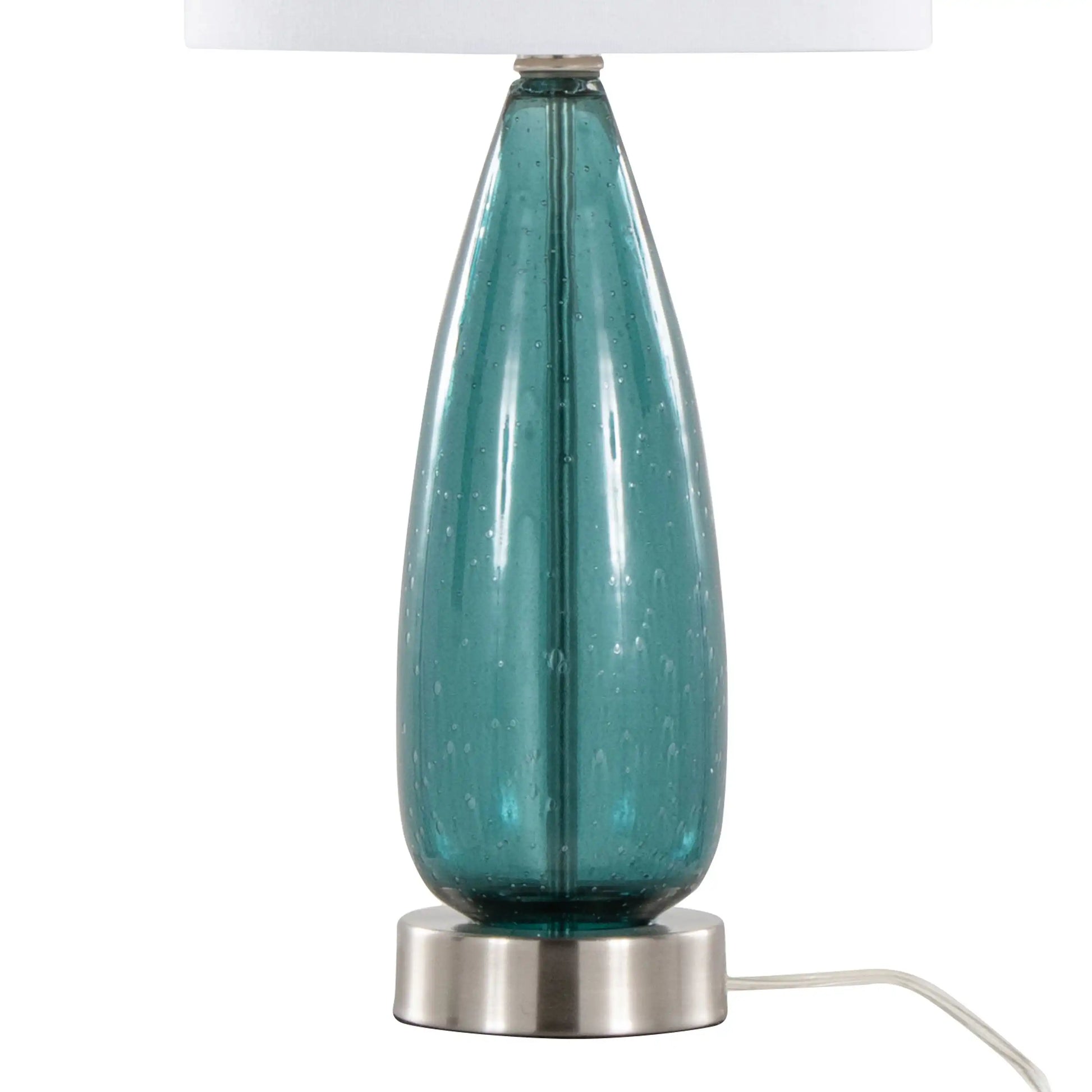 Bottega - Contemporary Table Lamp (Set of 2) - Sapphire Blue / Nickel / White - Best Buy Furniture
