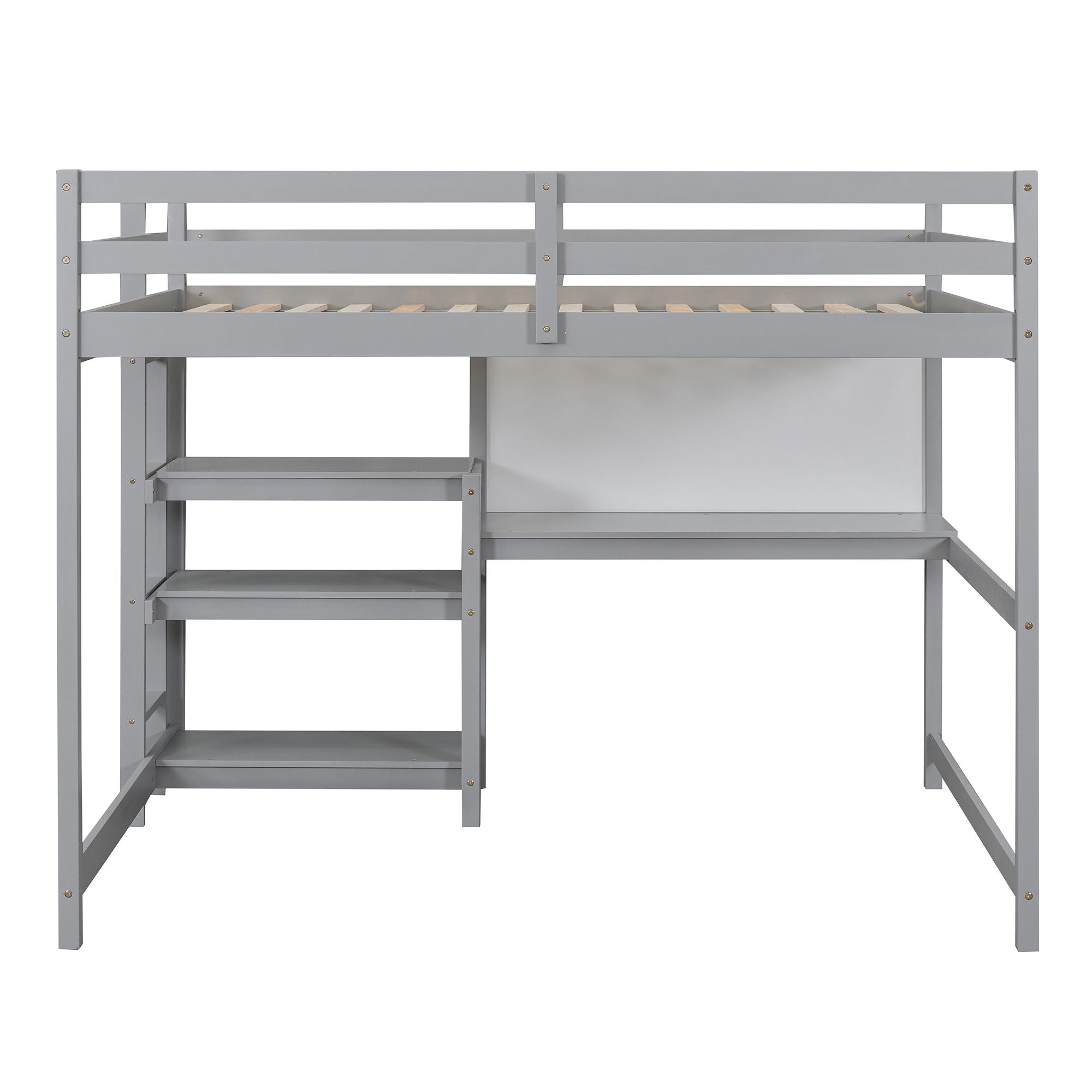 Loft Bed With Shelves, Desk And Writing Board