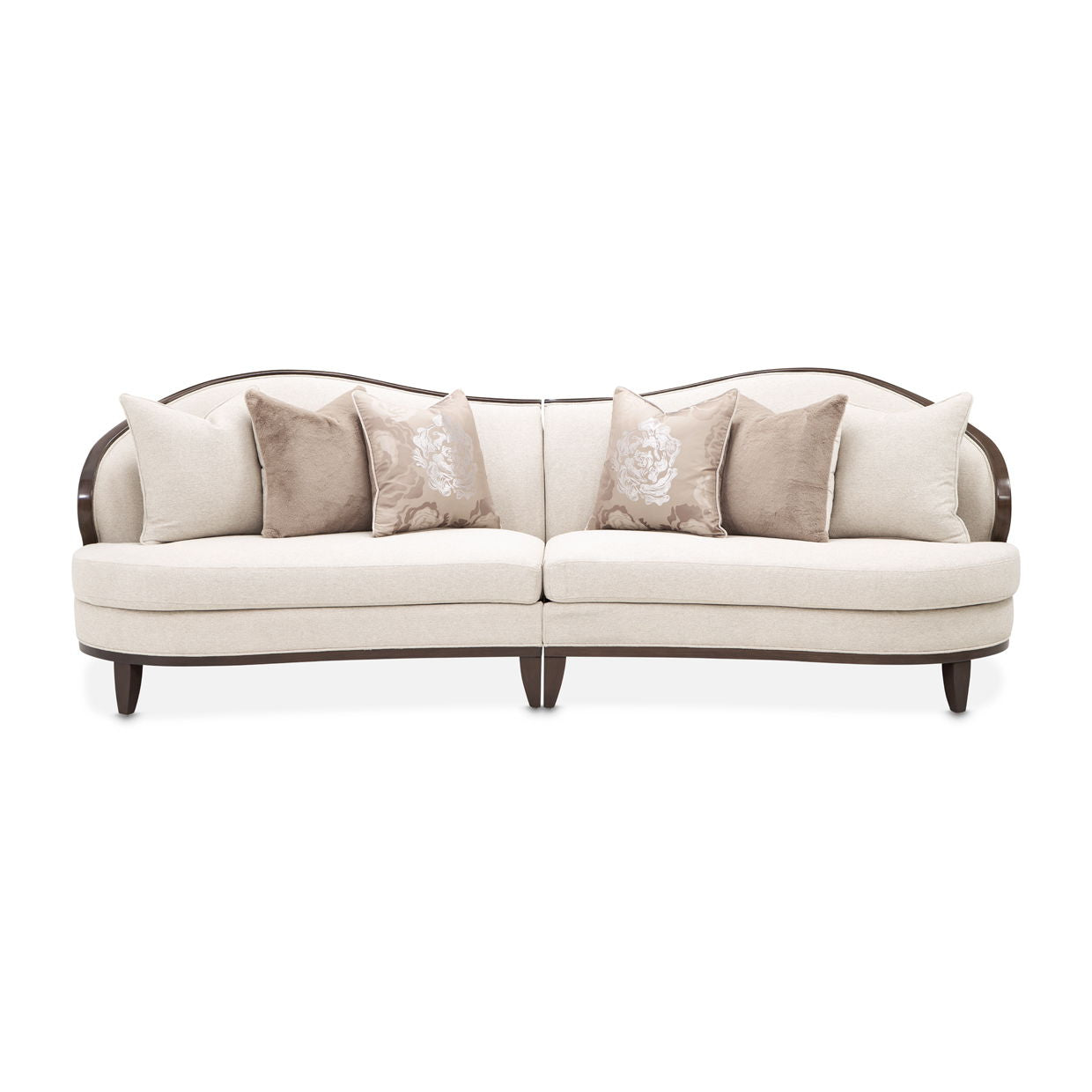 Camellia Field - 2-Piece Chenille Sofa - Beige / Dark Brown