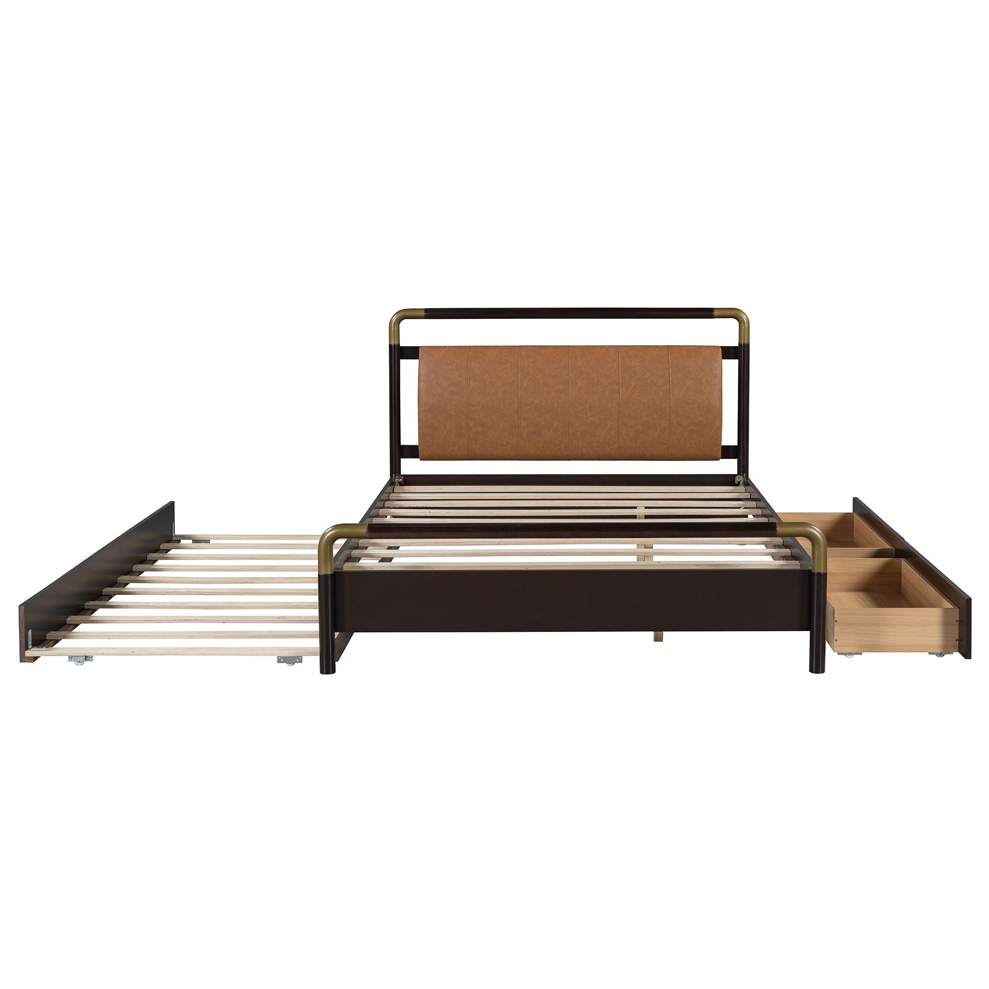 Storage Platform Bed, With 2 Big Drawers, Trundle