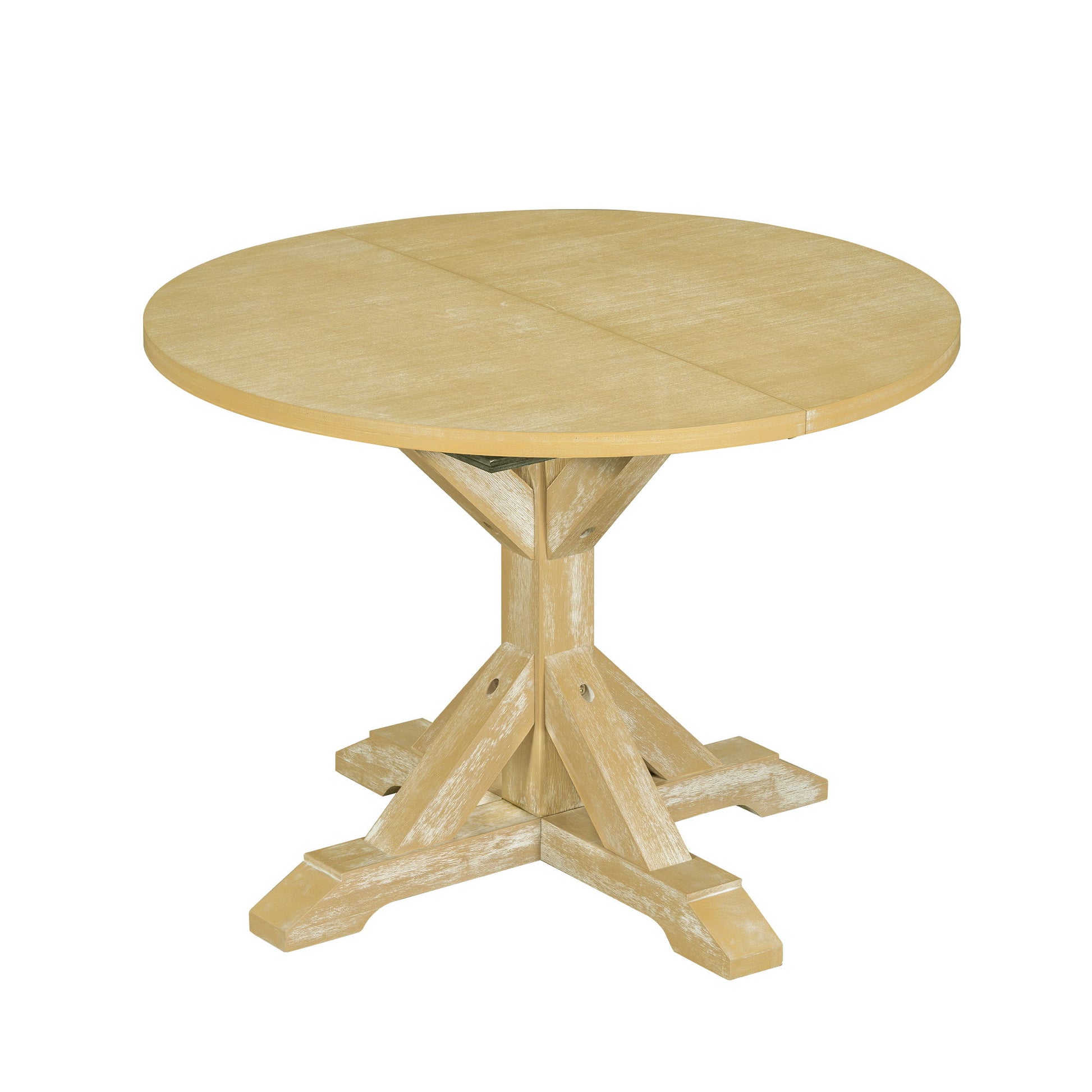 Topmax - 6 Piece Farmhouse Extendable Pedestal Dining Table Set With 18Inch Removable Leaf, Bench And 4 Ladder Back Dining Chairs - Best Buy Furniture