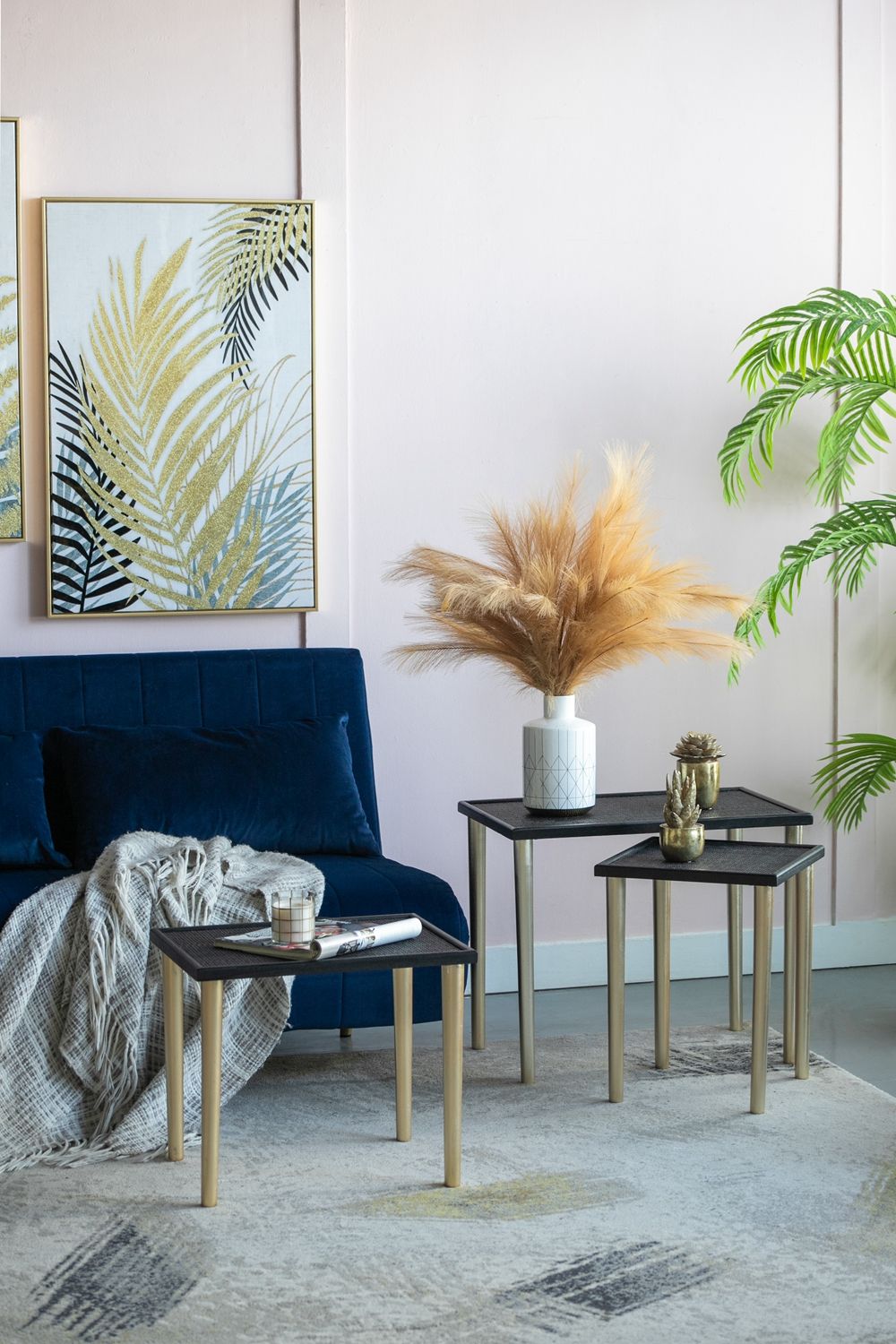 Side Tables (Set of 3) - Black / Gold - Best Buy Furniture