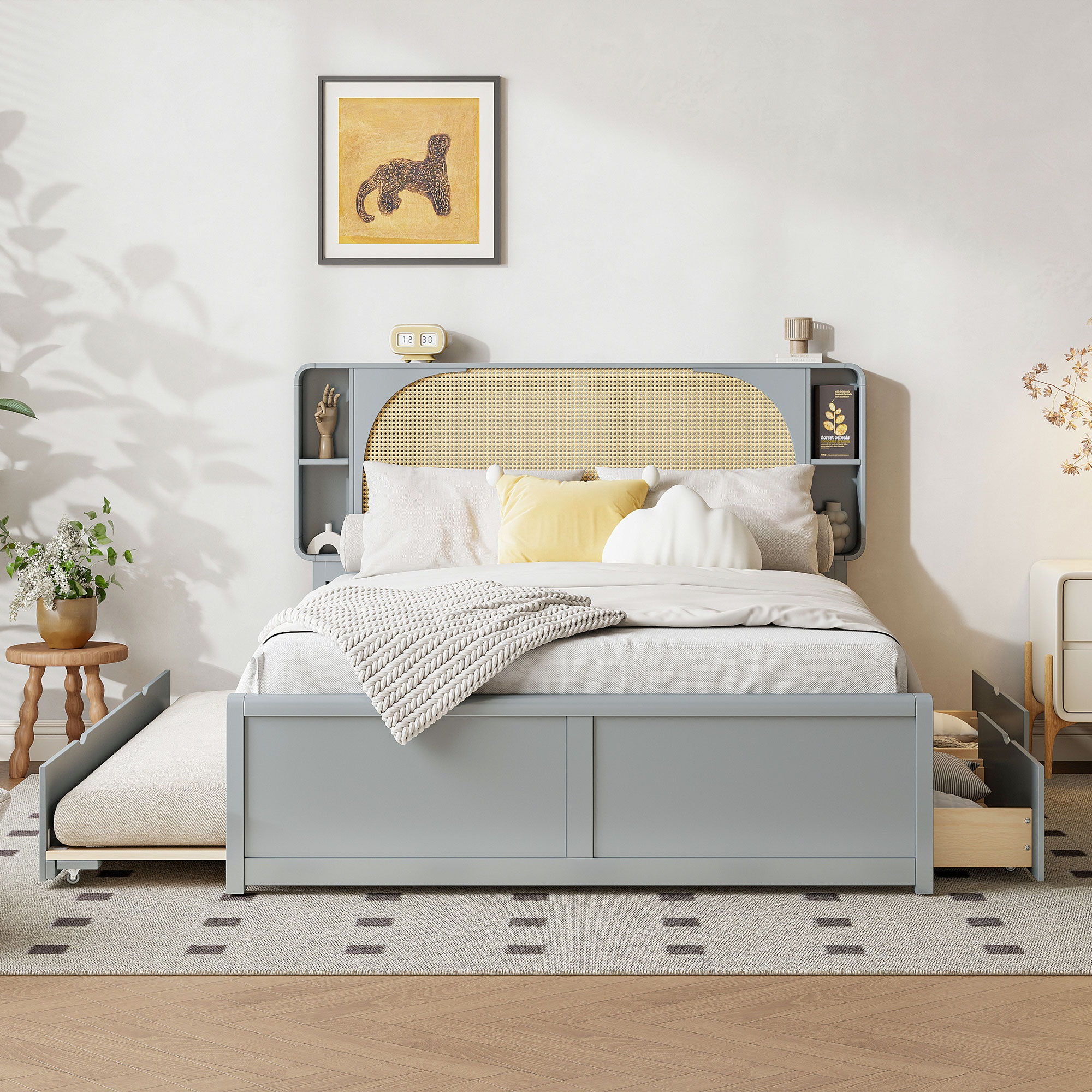 Headboard Bed With 2 Drawers And Trundle