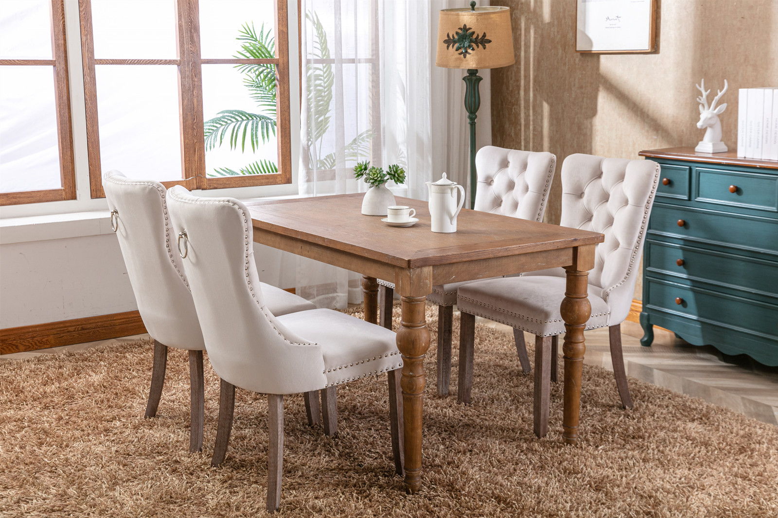 Nikki - Modern, High-End Tufted Solid Wood Contemporary Velvet Upholstered Dining Chair With Wood Legs Nailhead Trim (Set of 2)