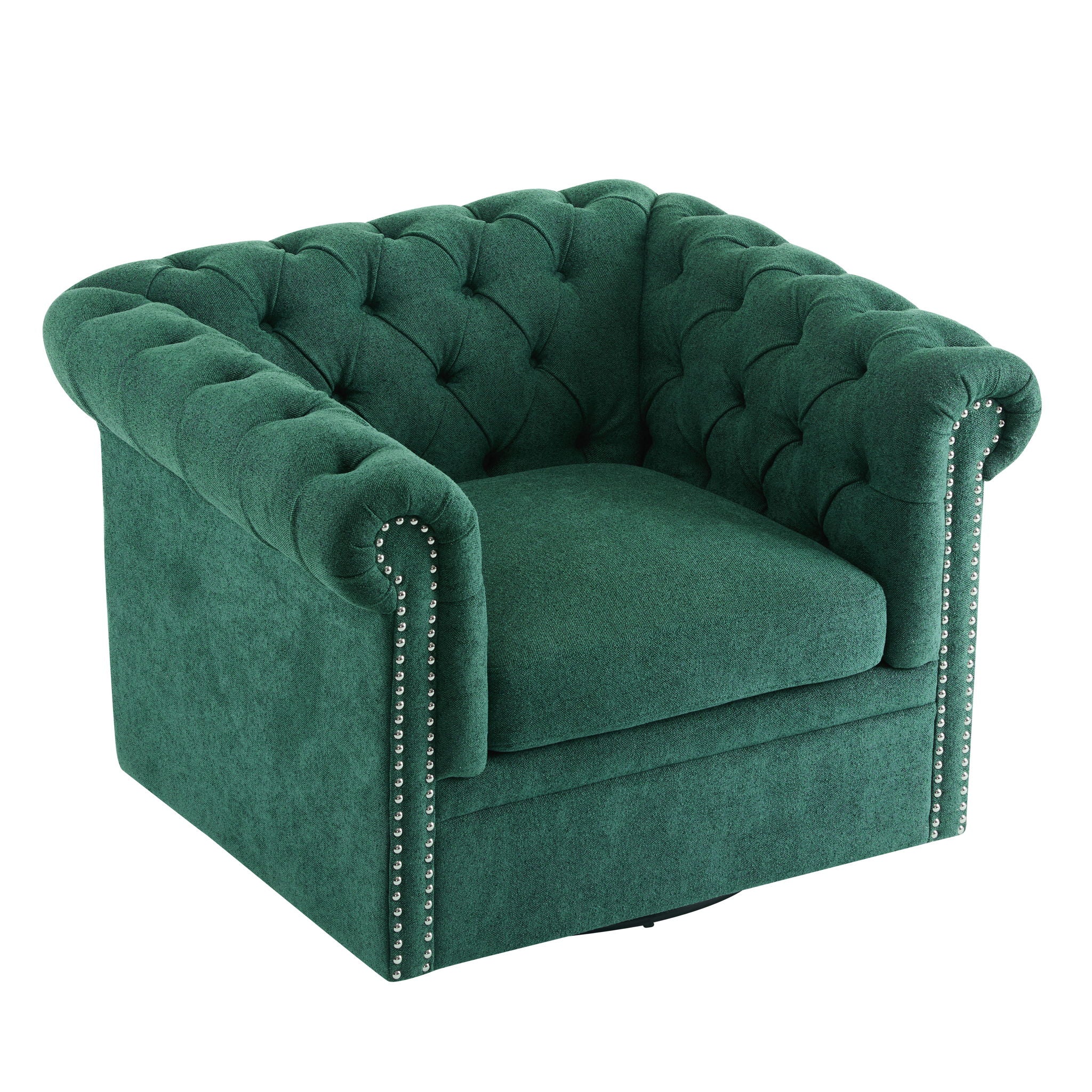 Chesterfield Style Swivel Club Chair With Button Tufted