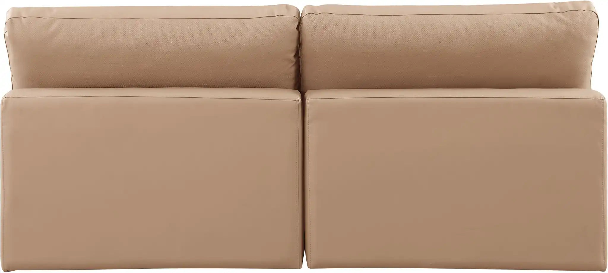 Comfy - Faux Leather Modular Armless Sofa 2 Pieces - Light Brown