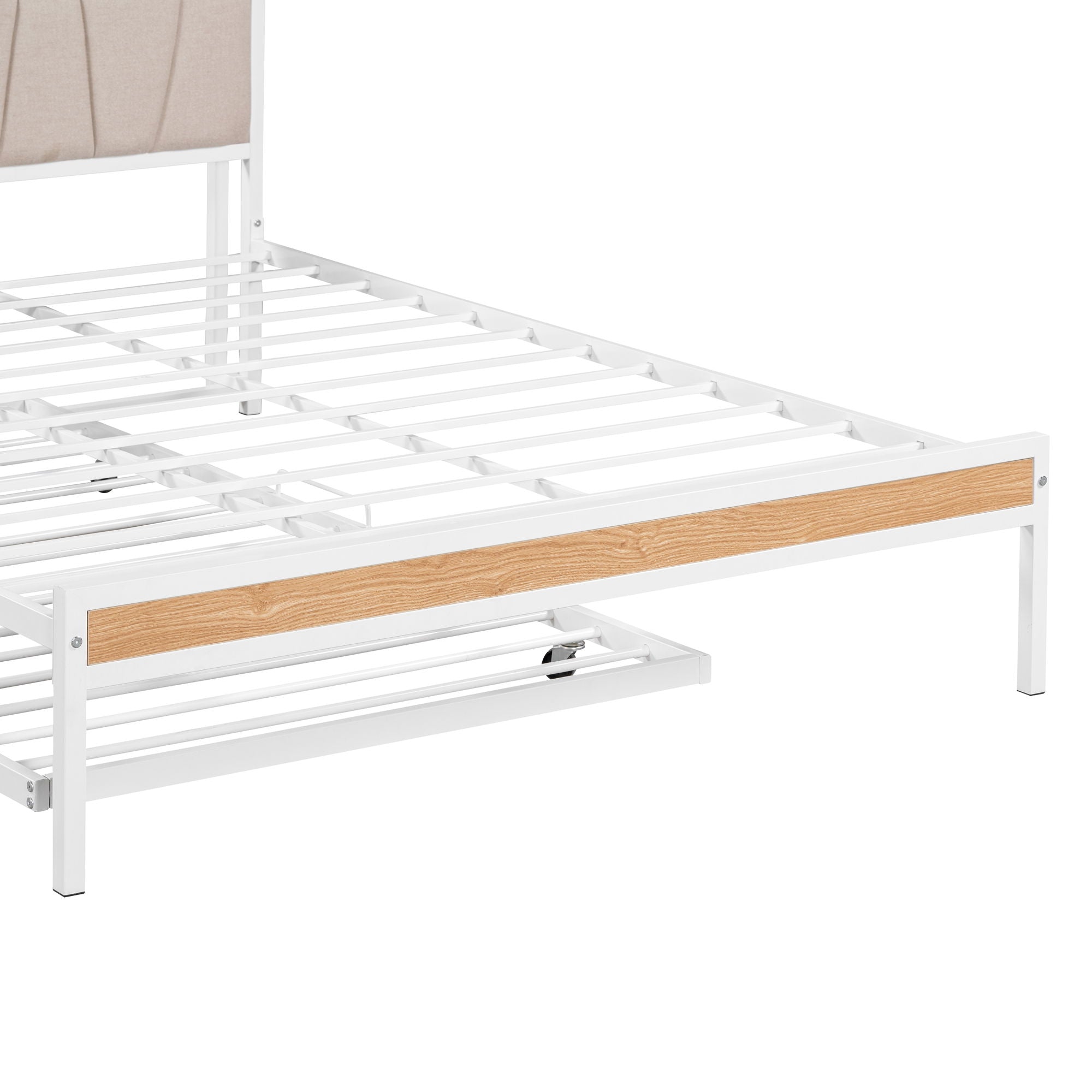 Platform Bed Frame With Trundle, USB Ports And Slat Support, No Box Spring Needed