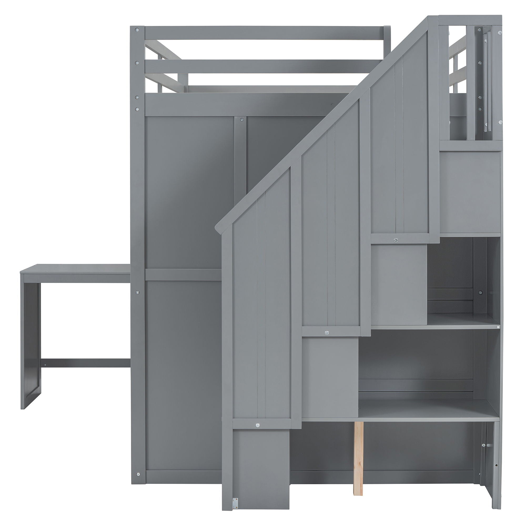 Loft Bed With Wardrobe, Desk And Shelves