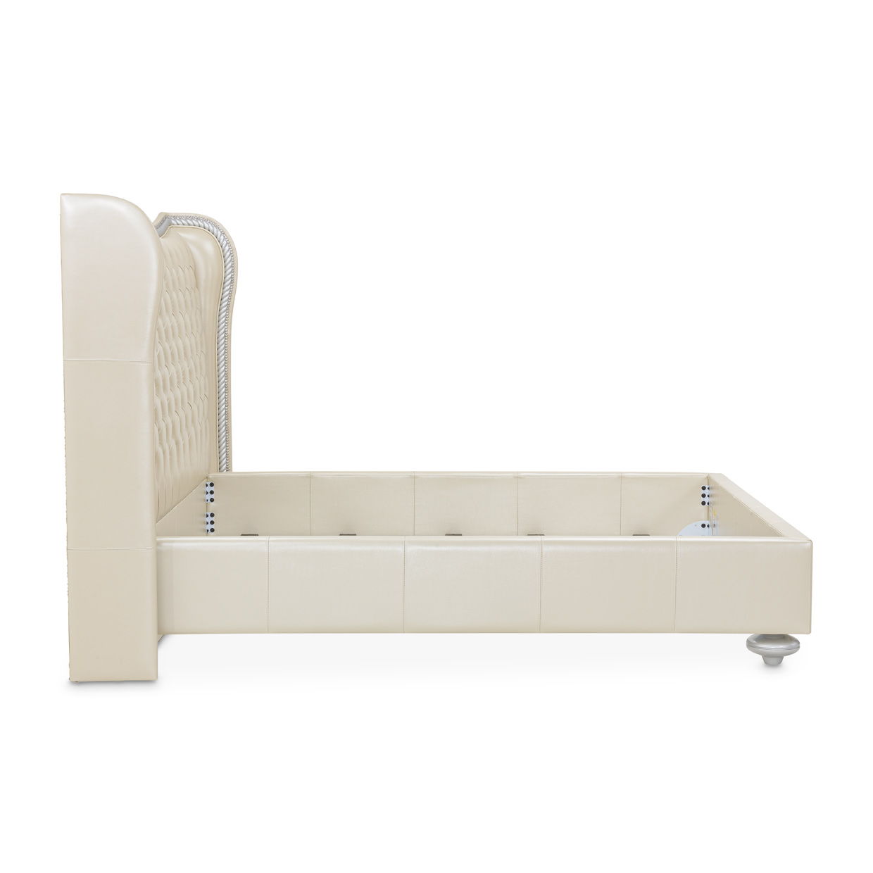 Hollywood Swank - California King Upholstered Bed - Creamy Pearl