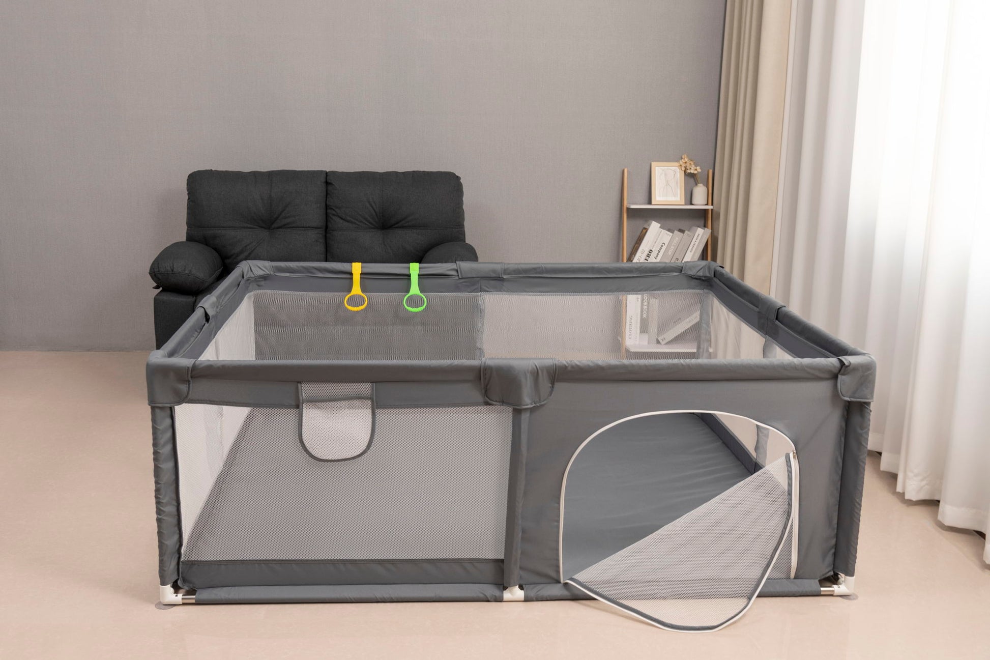 Fabric Baby Playpen, Baby Fence Play Area With Anti Slip Base - Gray - Best Buy Furniture