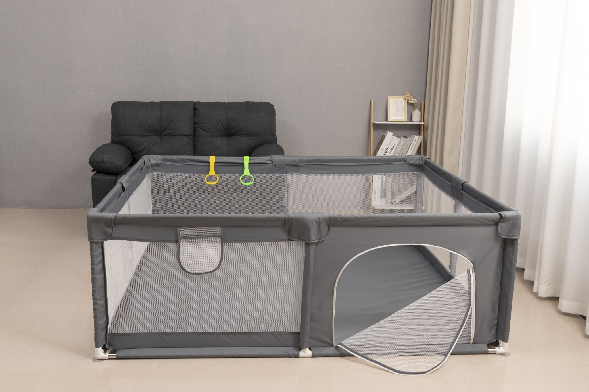 Fabric Baby Playpen, Baby Fence Play Area With Anti Slip Base - Gray - Best Buy Furniture