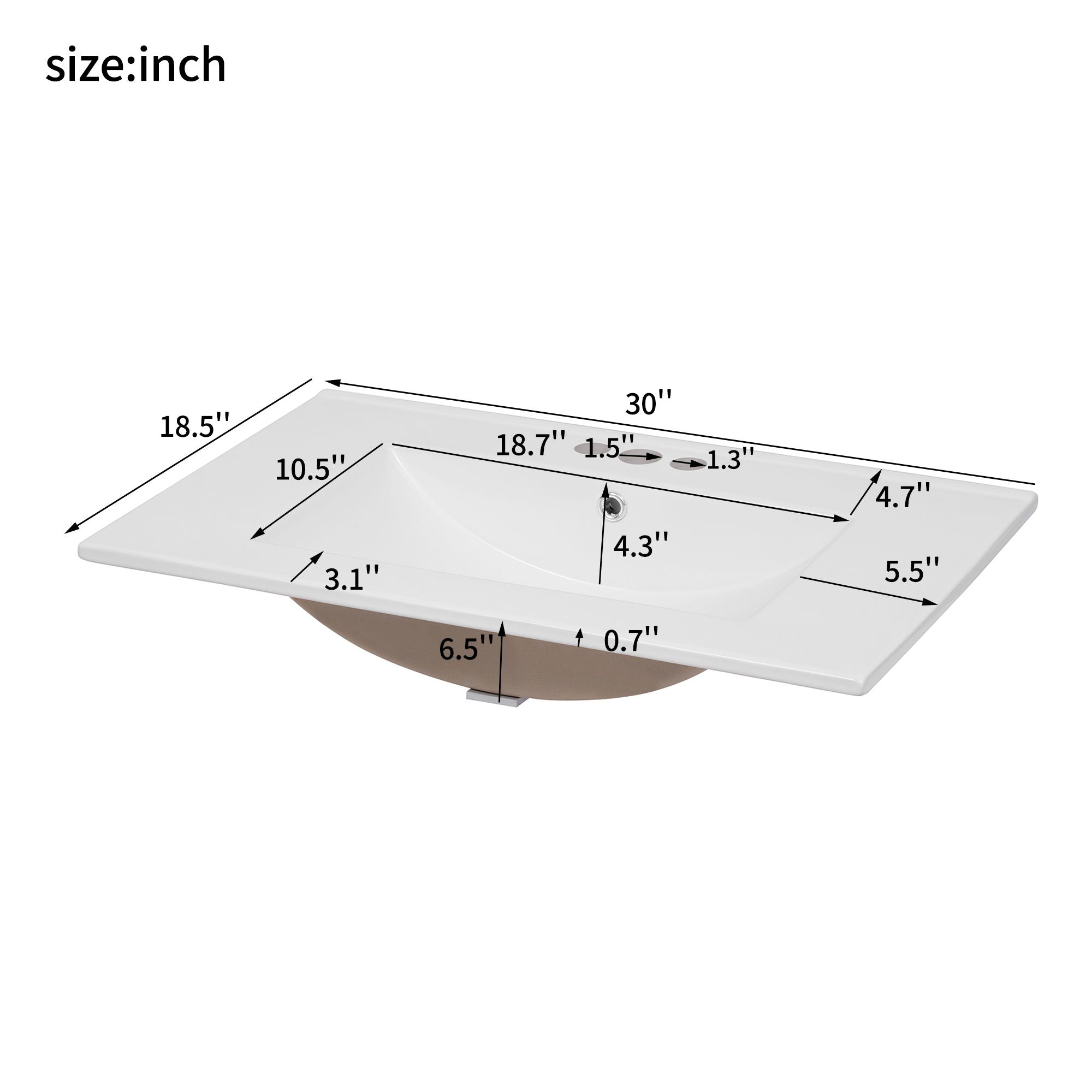 Bathroom Vanity With Sink, Rectangular Storage Cabinet With 2 Soft Closing Doors