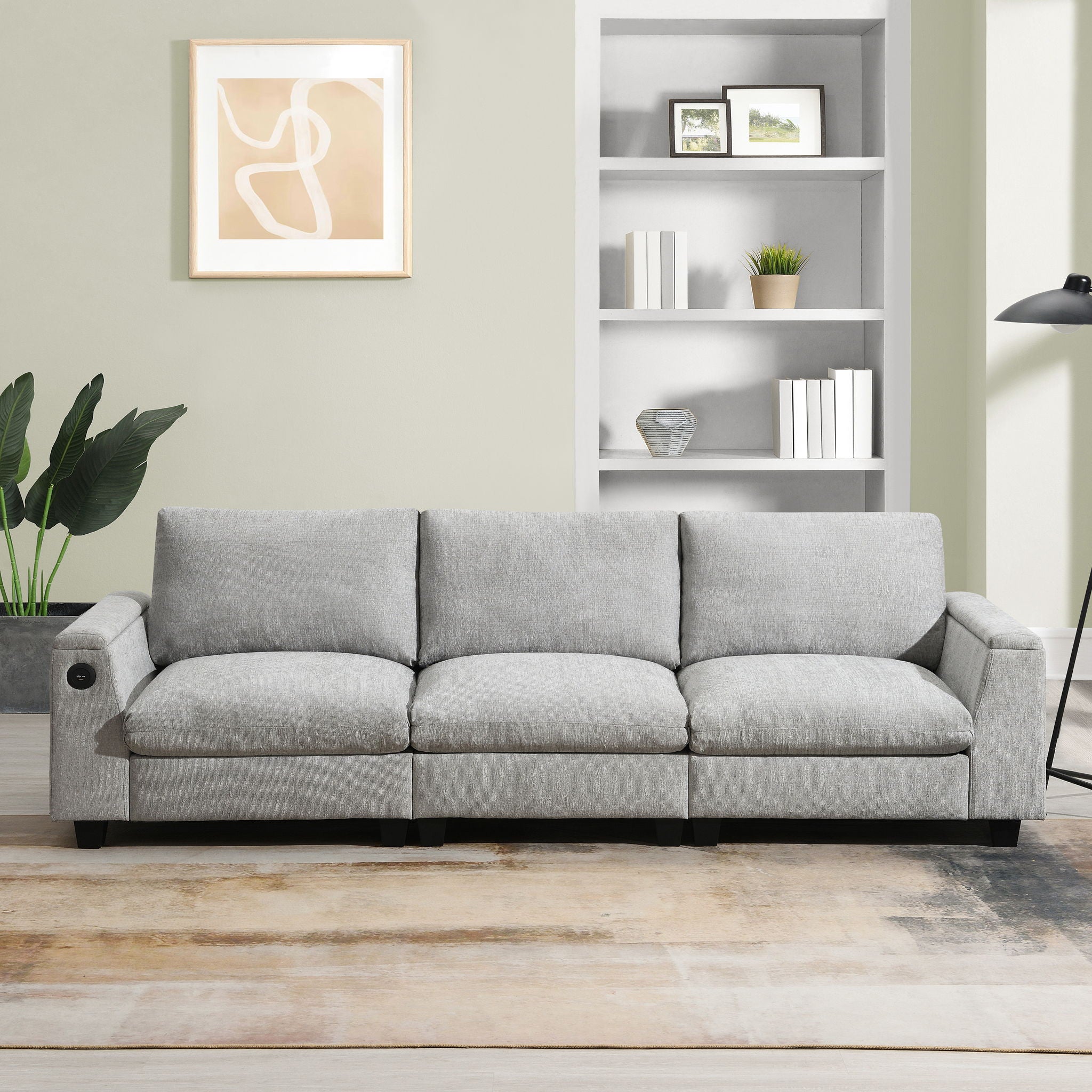 Sectional With Bluetooth Speaker Comfy Cloud Couch Set With Drop Down Table Cup Holders, USB Charger Storage Armrest Wide Seat Sofa - Best Buy Furniture