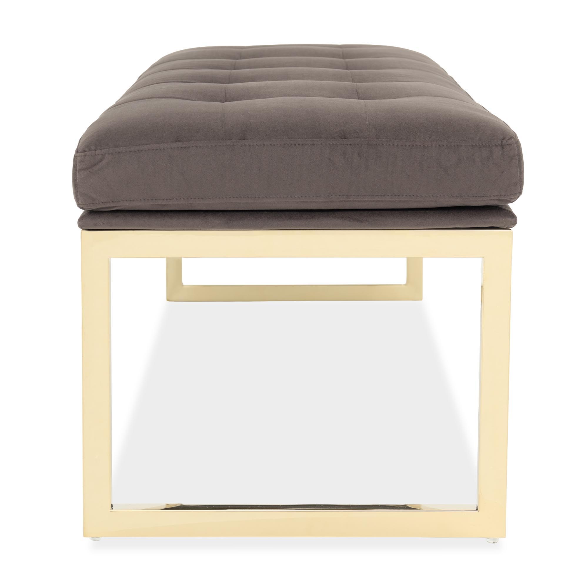 Signature Beds & Benches - Dahlia Velvet Accent Bench - Chocolate / Gold