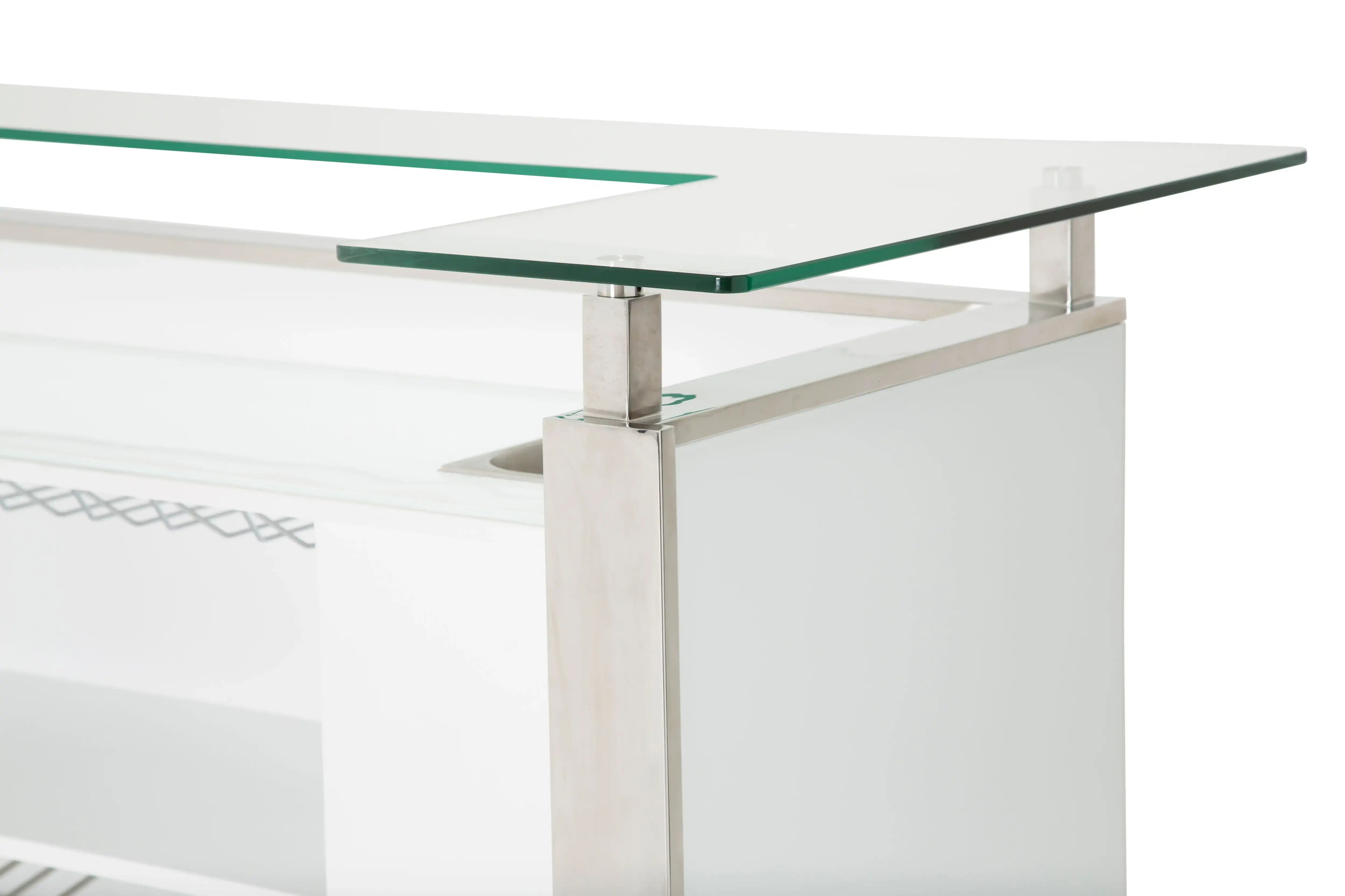 State St. - Bar With Glass Top - Glossy White