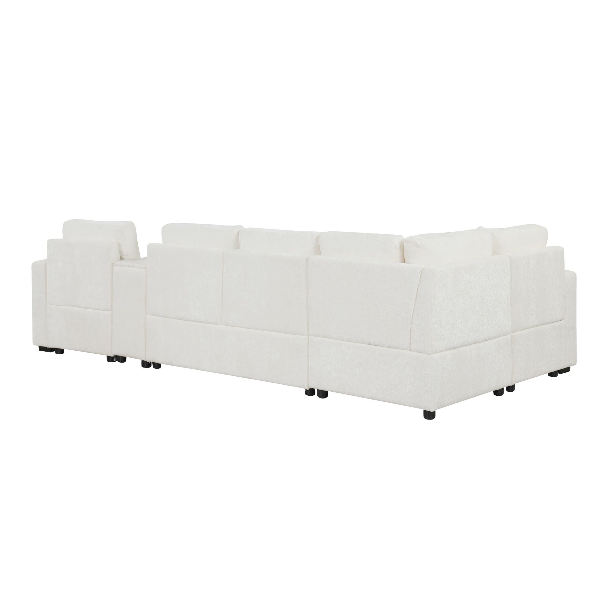 Modular L-Shaped Sectional Sofa Bed With Pull-Out Sleeper, Cup Holders, And Storage