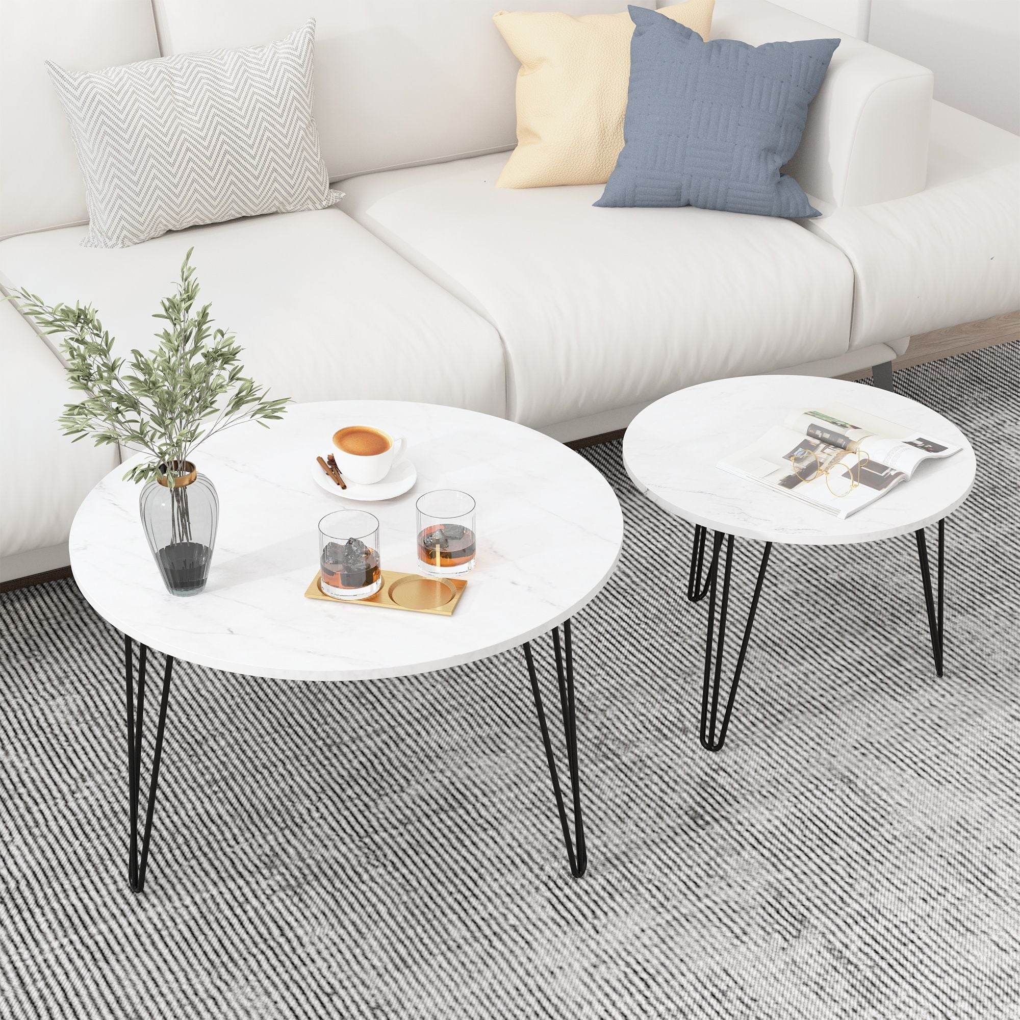Round Nesting Coffee Table For Living Room (Set of 2)