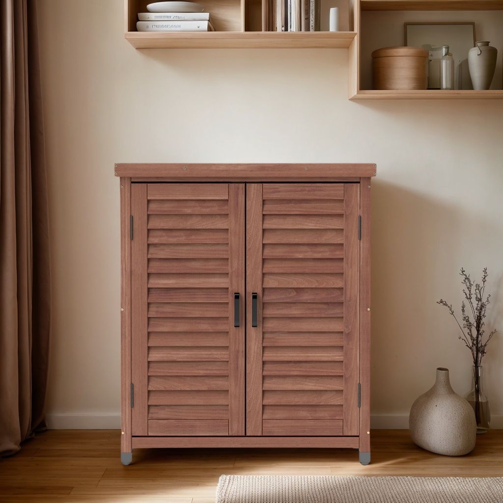 Potting Bench With Storage Cabinet And Metal Table Top For Outdoor