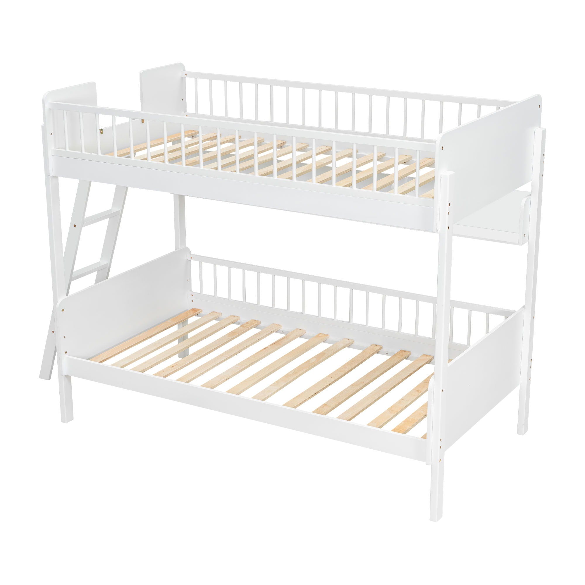 Bunk Bed With 3 Storage Shelves, Adjustable Ladder Left Or Right