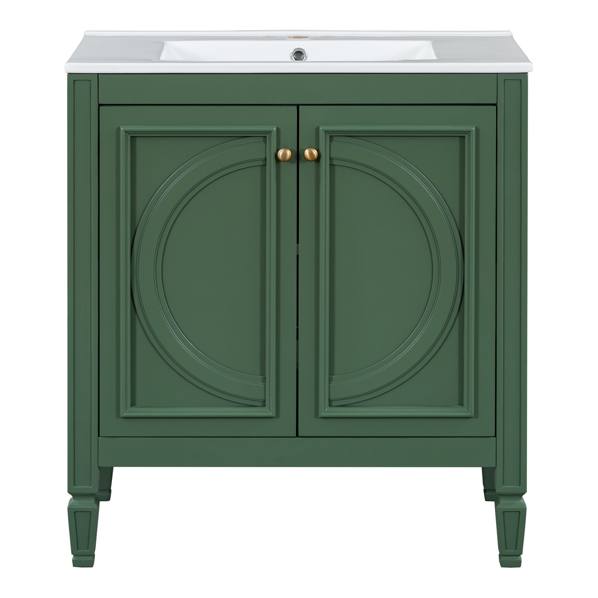 30" Bathroom Vanity With Sink, 2 Doors With Shelf, Soft Close Door Hinges, Vintage Style - Green