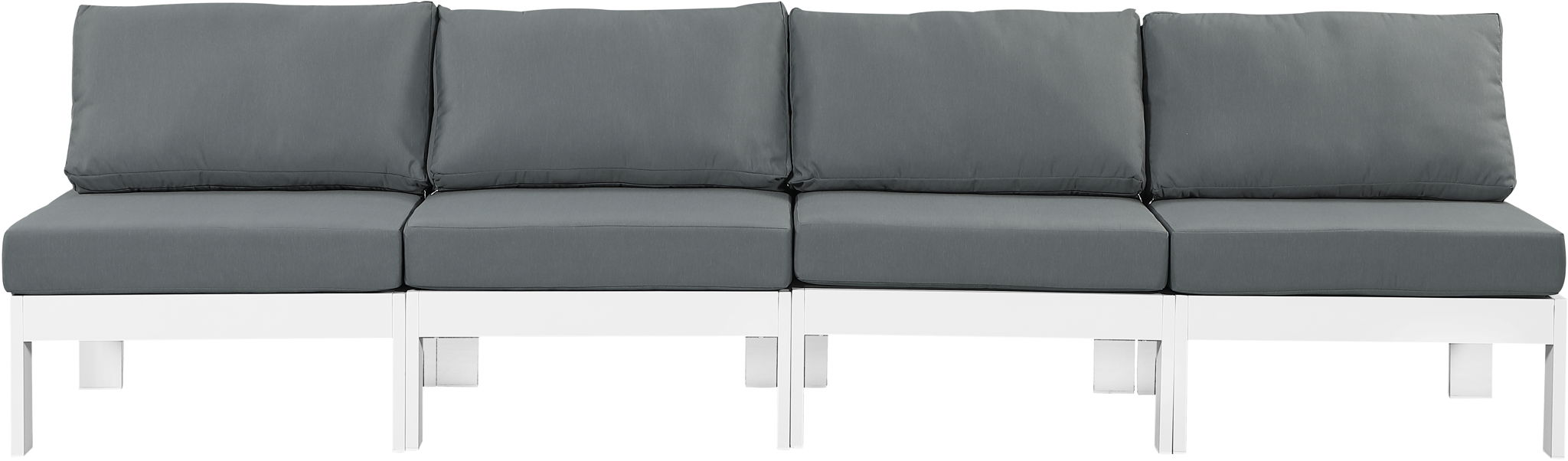 Nizuc - Outdoor Patio 4 Seat Armless Modular Sofa With White Frame