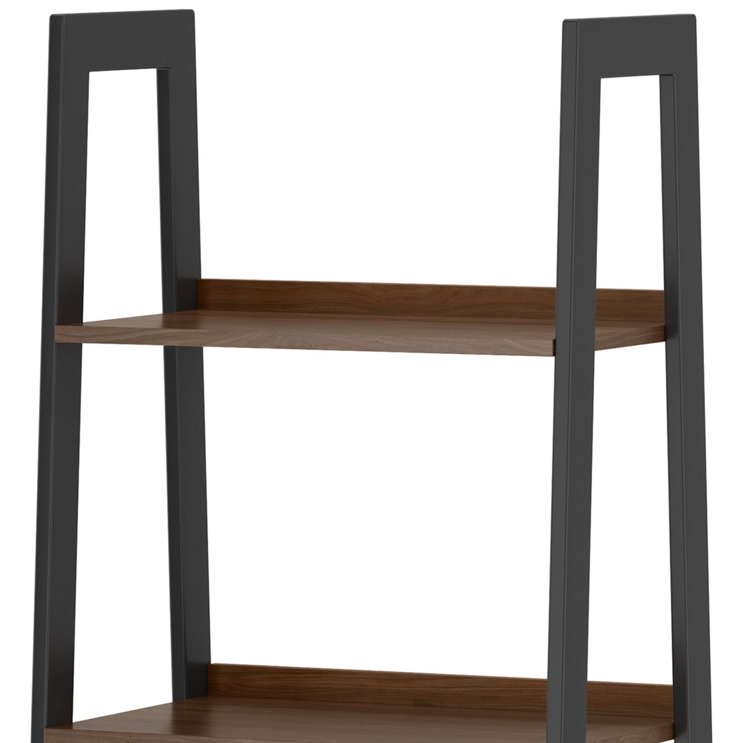 Sawhorse - Solid Walnut Veneer And Metal Ladder Shelf - Walnut - Best Buy Furniture