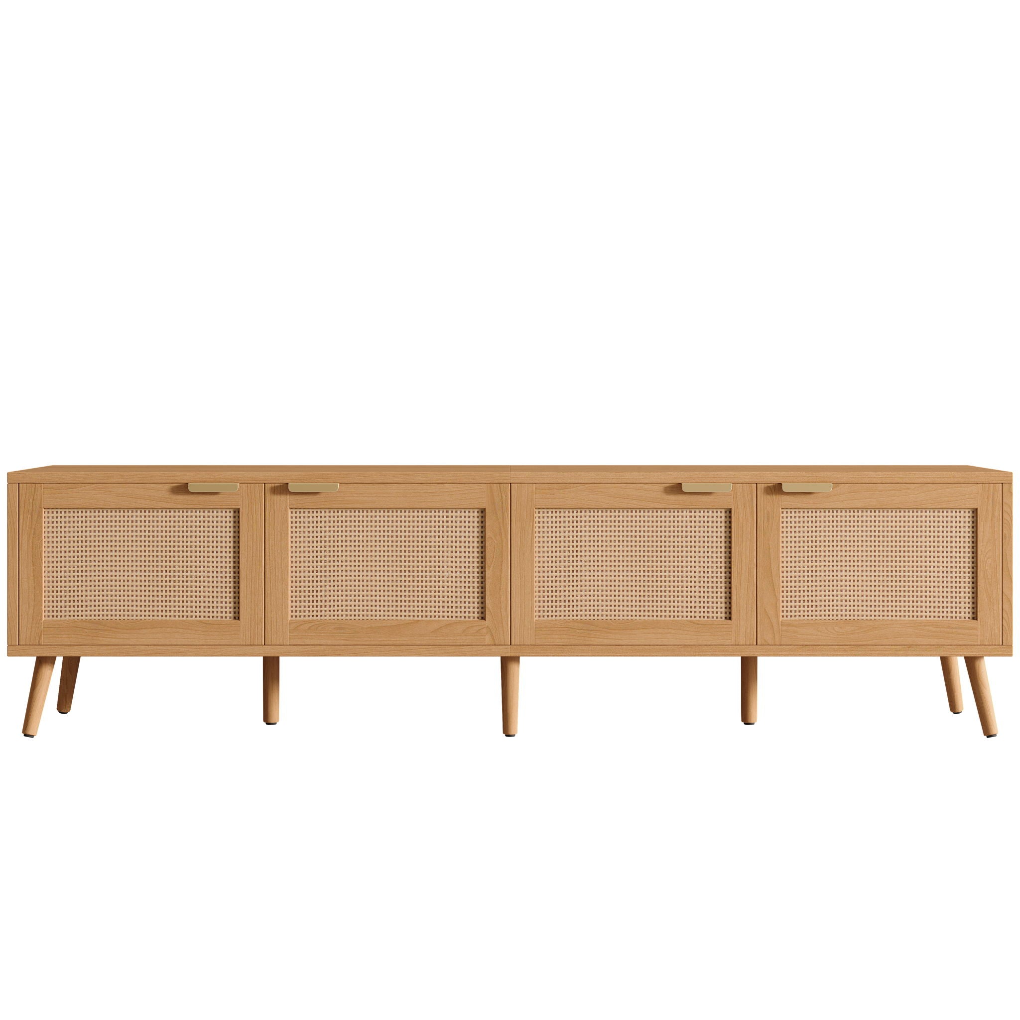 TV Stand With Storage & Cable Holes - Natural Wood