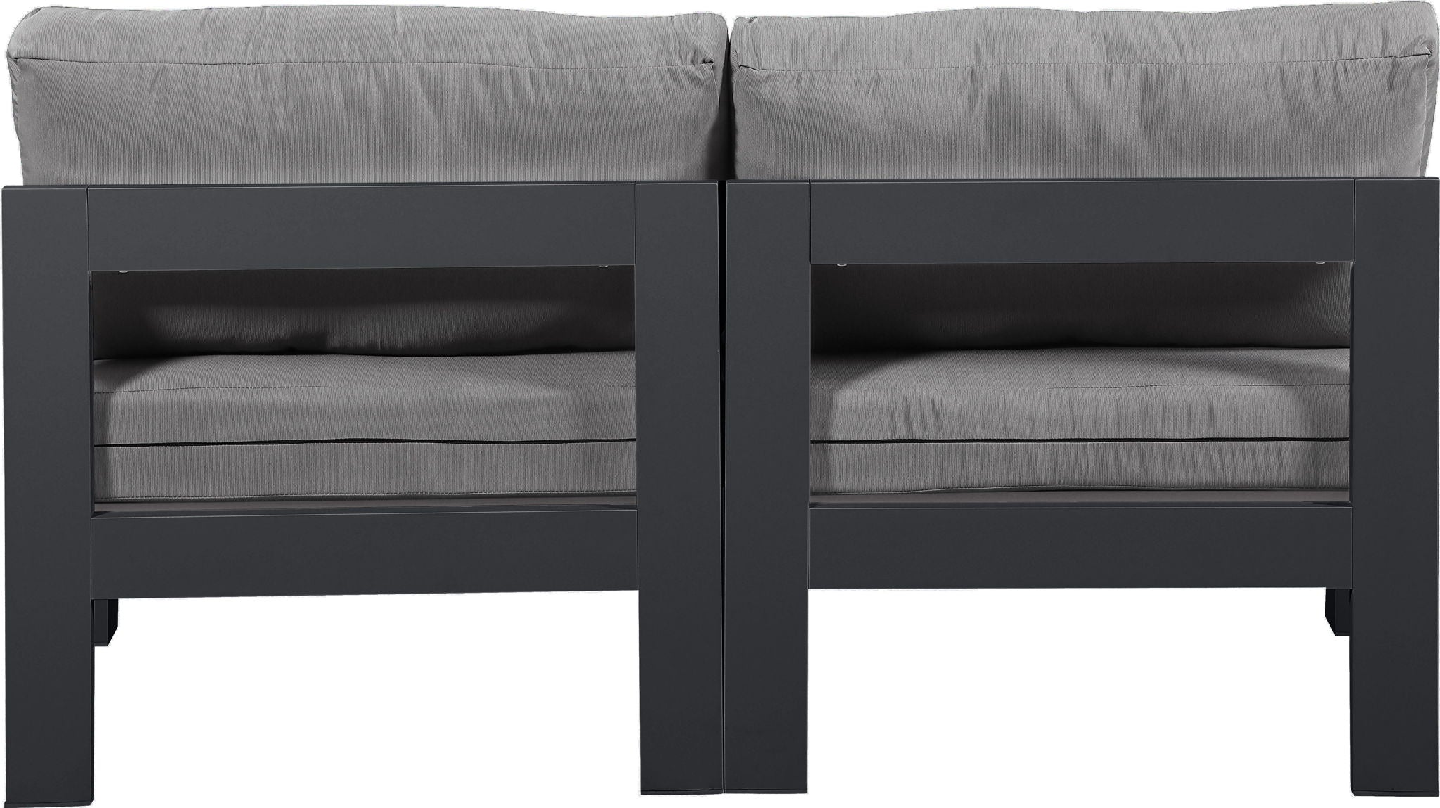Nizuc - Outdoor Patio 2 Seat Armless Modular Sofa With Gray Frame