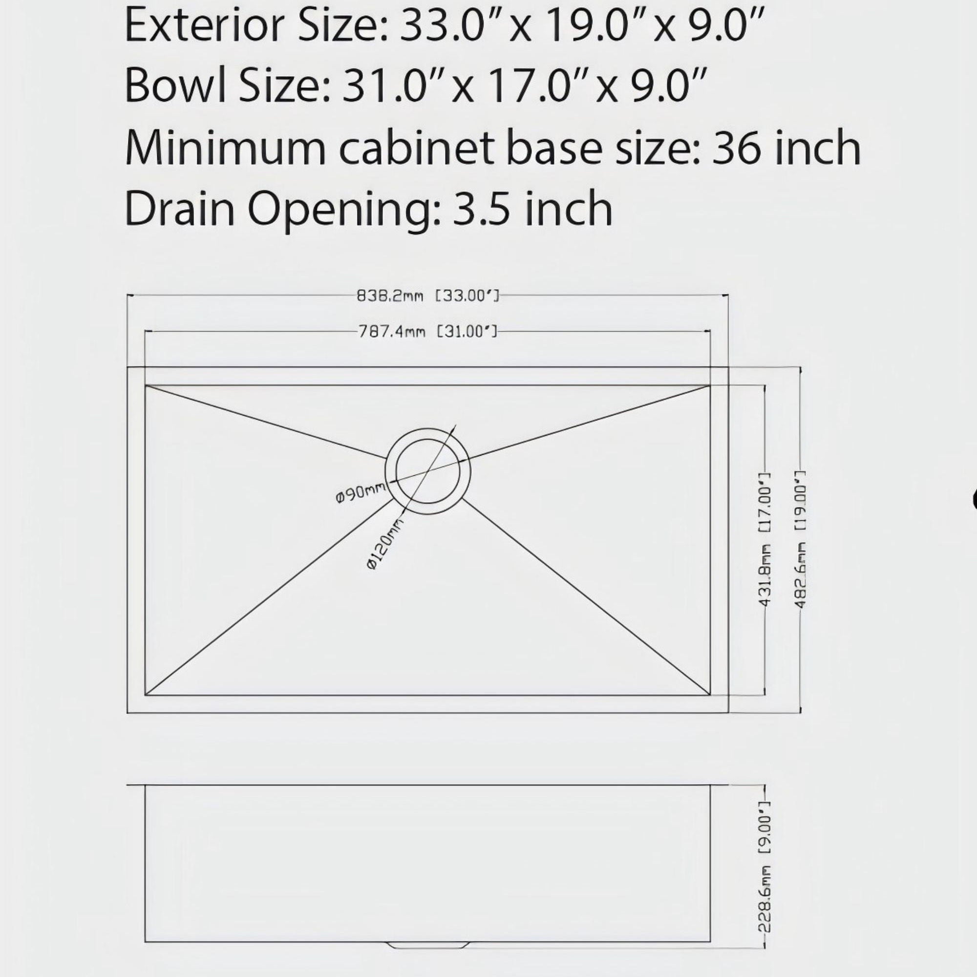 Undermount Kitchen Sink 16 Gauge Single Bowl Stainless Steel