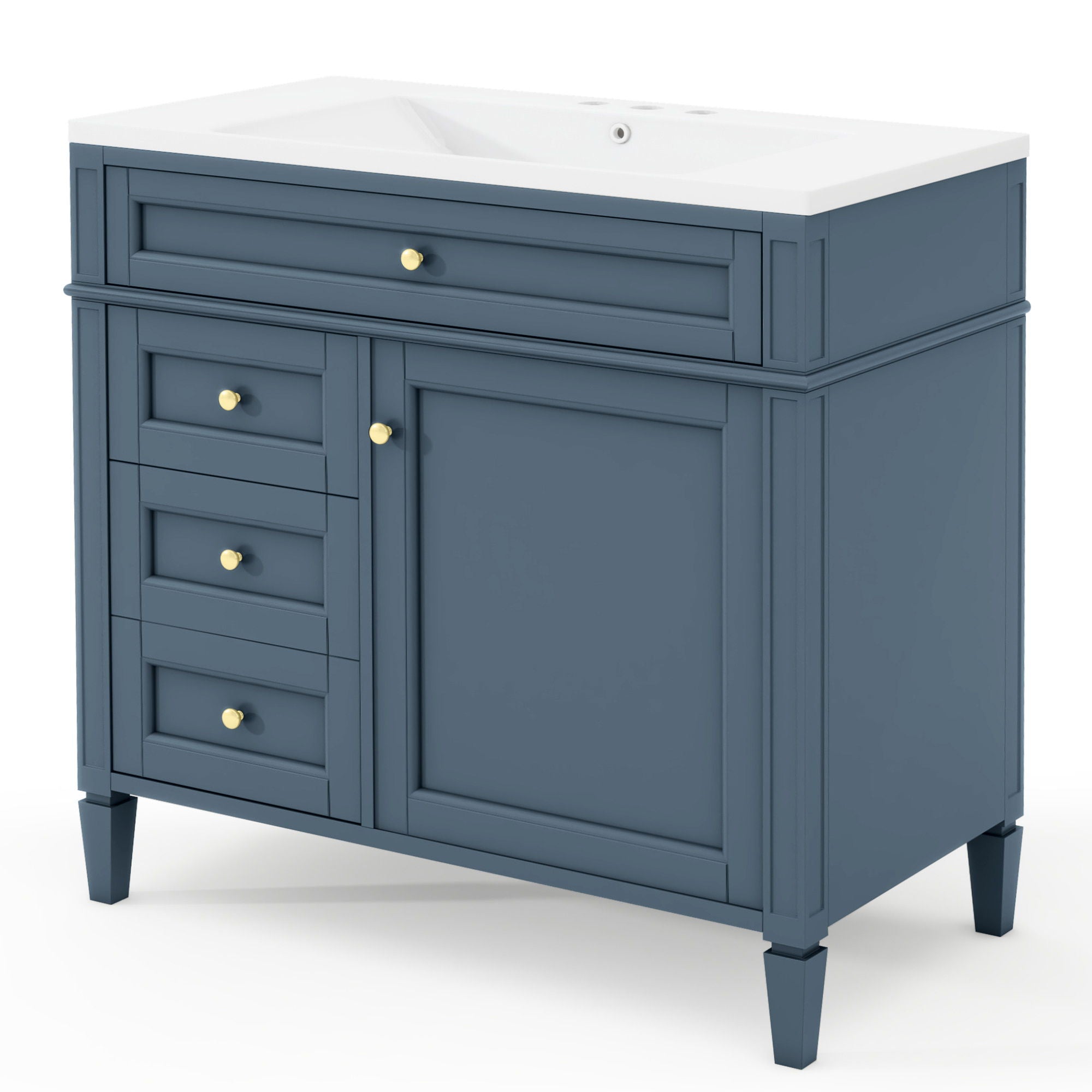 Bathroom Vanity With Top Sink, Storage Cabinet With 2 Drawers And Tip Out Drawer