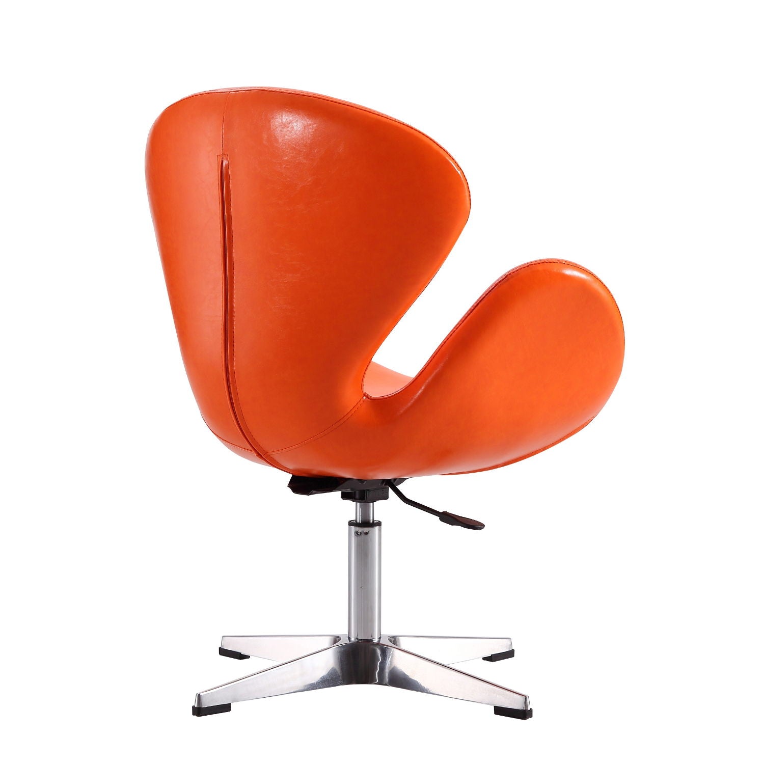 Upholstered Swivel Lounge Chair With Chrome Base And Adjustable Height - Orange