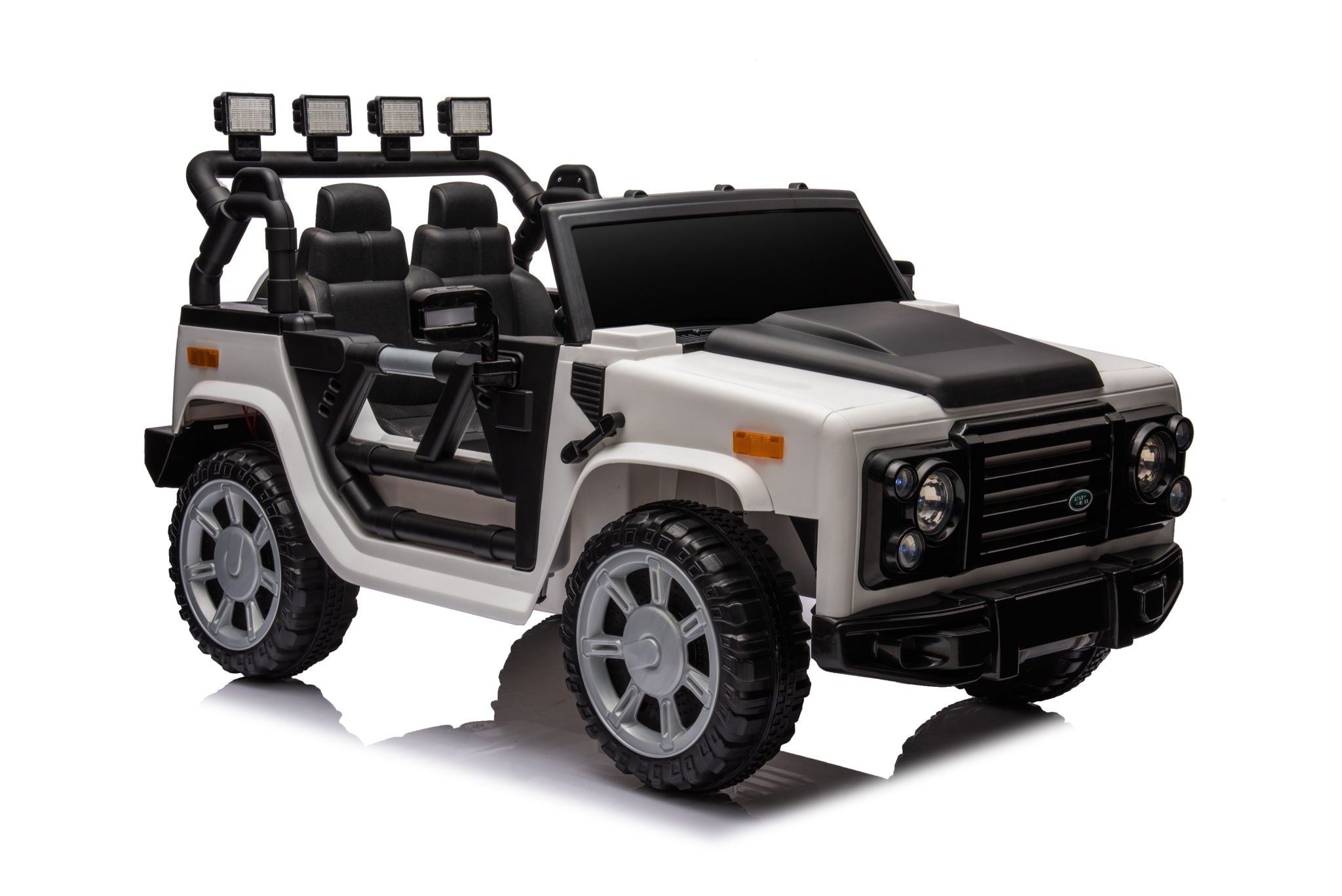 12V7A 30W*2 Four-Wheel Drive Leather Seat One Button Start, Forward And Backward, High And Low Speed, Music, Front Light, Power Display, Two Doors Can Open, 2.4G R / C, Seat Belt Four Wheel Absorber